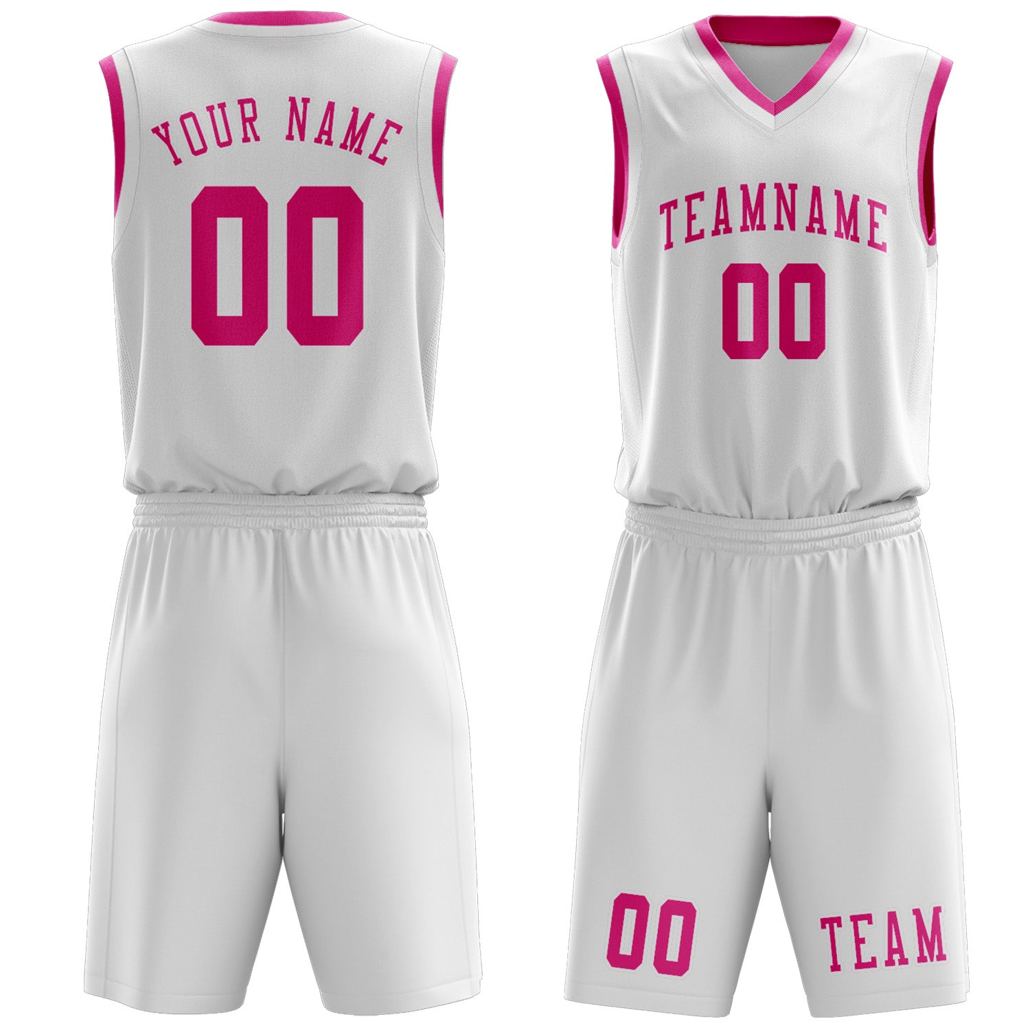 Custom White Pink Basketball Set