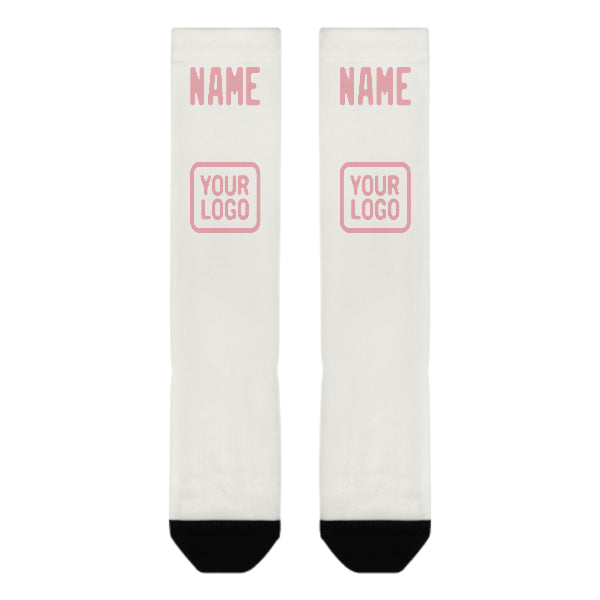 Custom White Light Pink Knee-High Sock