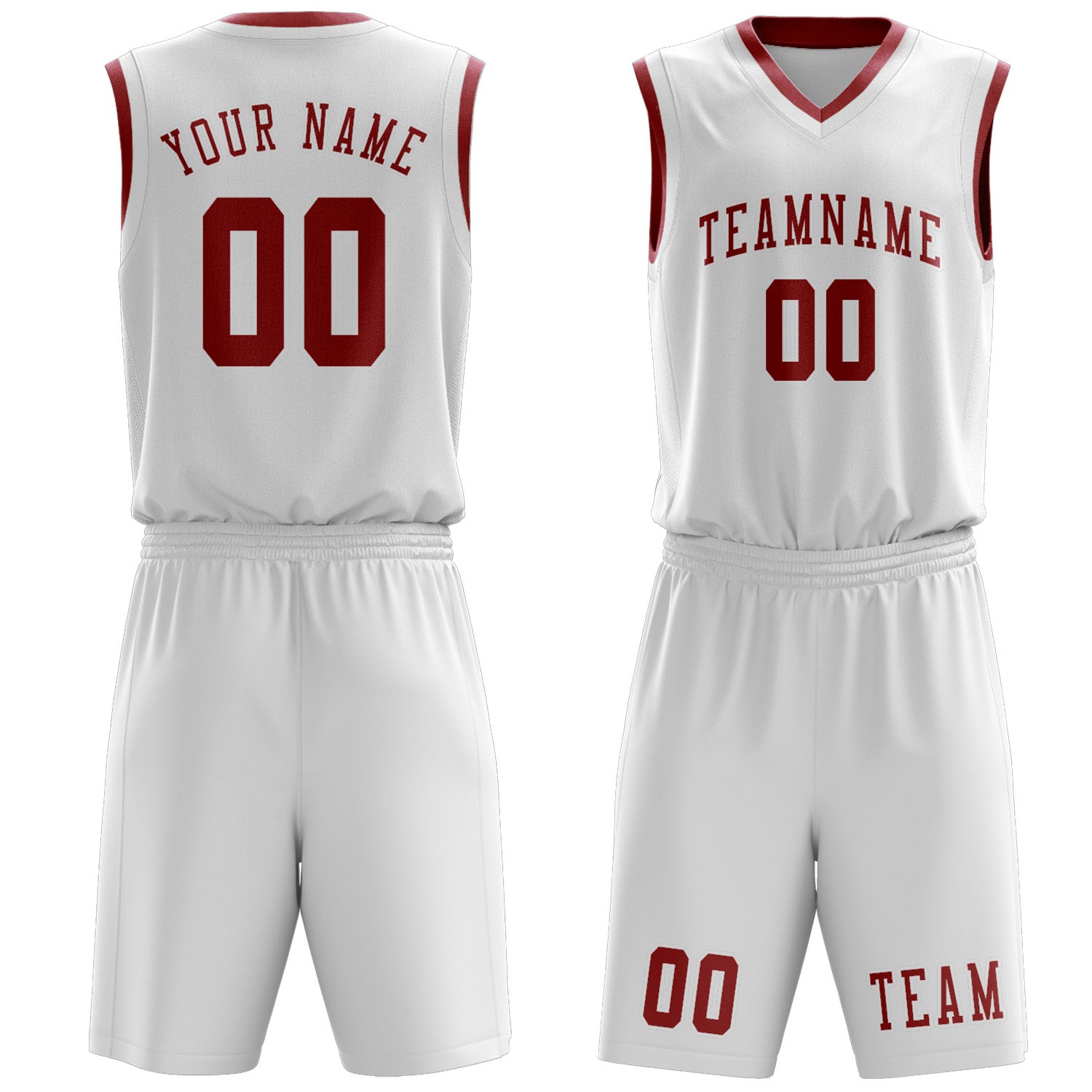 Custom White Red Basketball Set