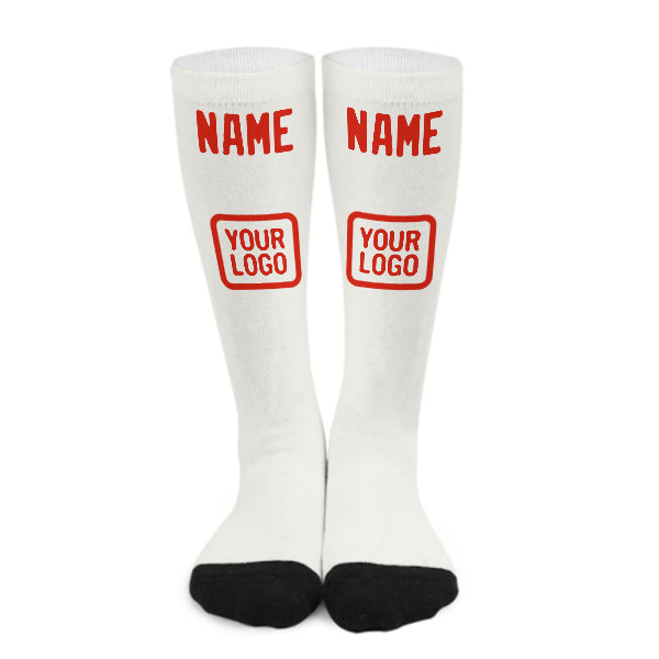 Custom White Orange Red Knee-High Sock