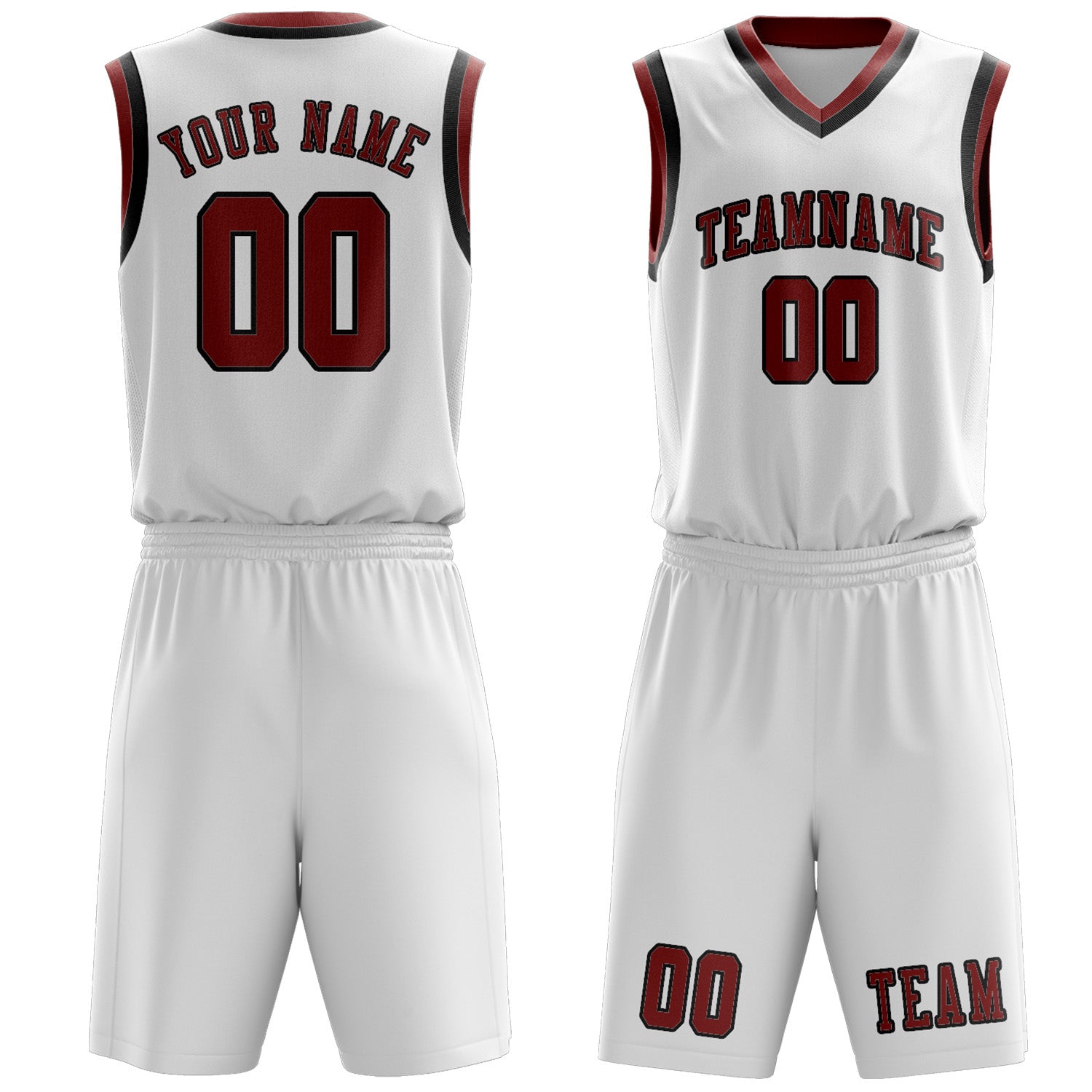 Custom White Coral Red Basketball Set