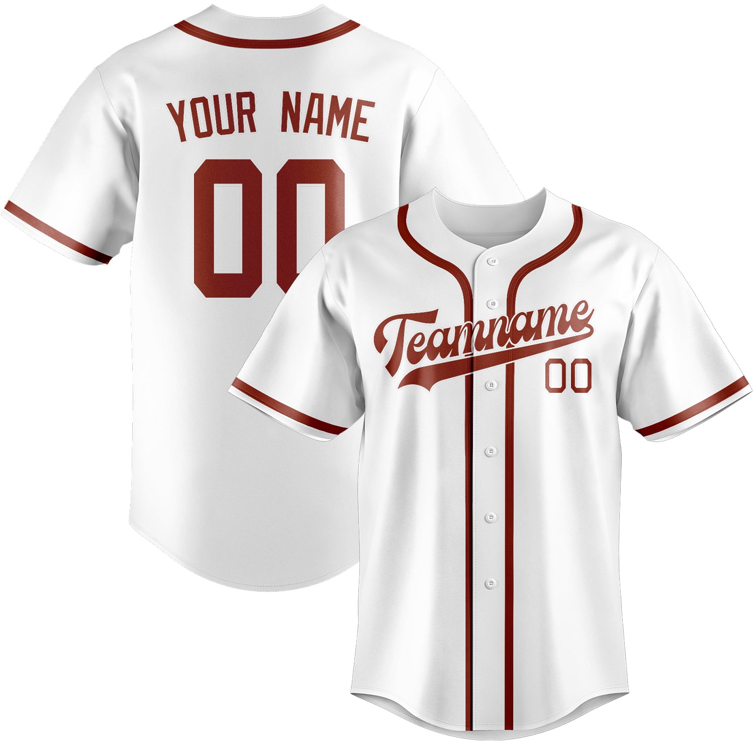 Custom White Coral Red Baseball Jersey