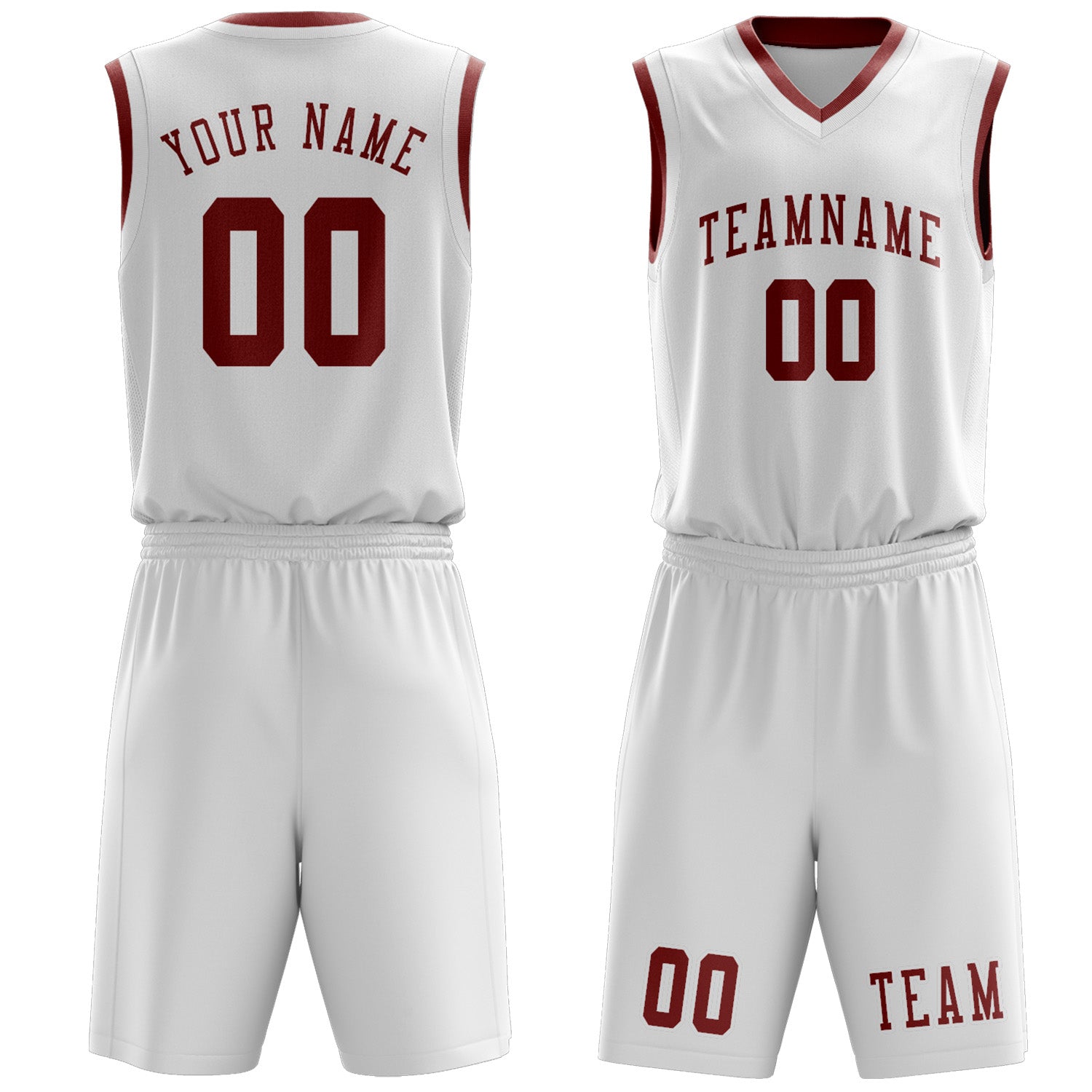 Custom White Coral Red Basketball Set