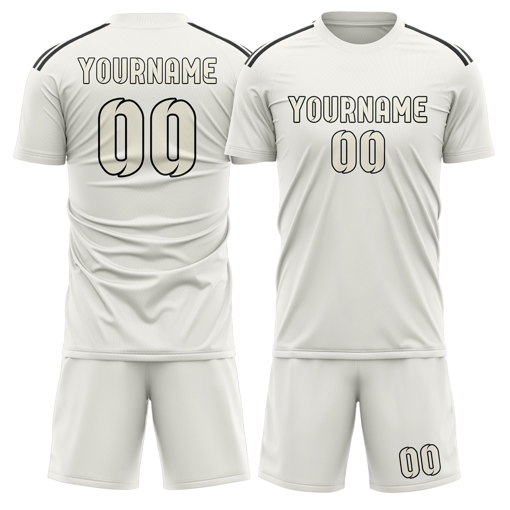 Custom White Cream Soccer Set