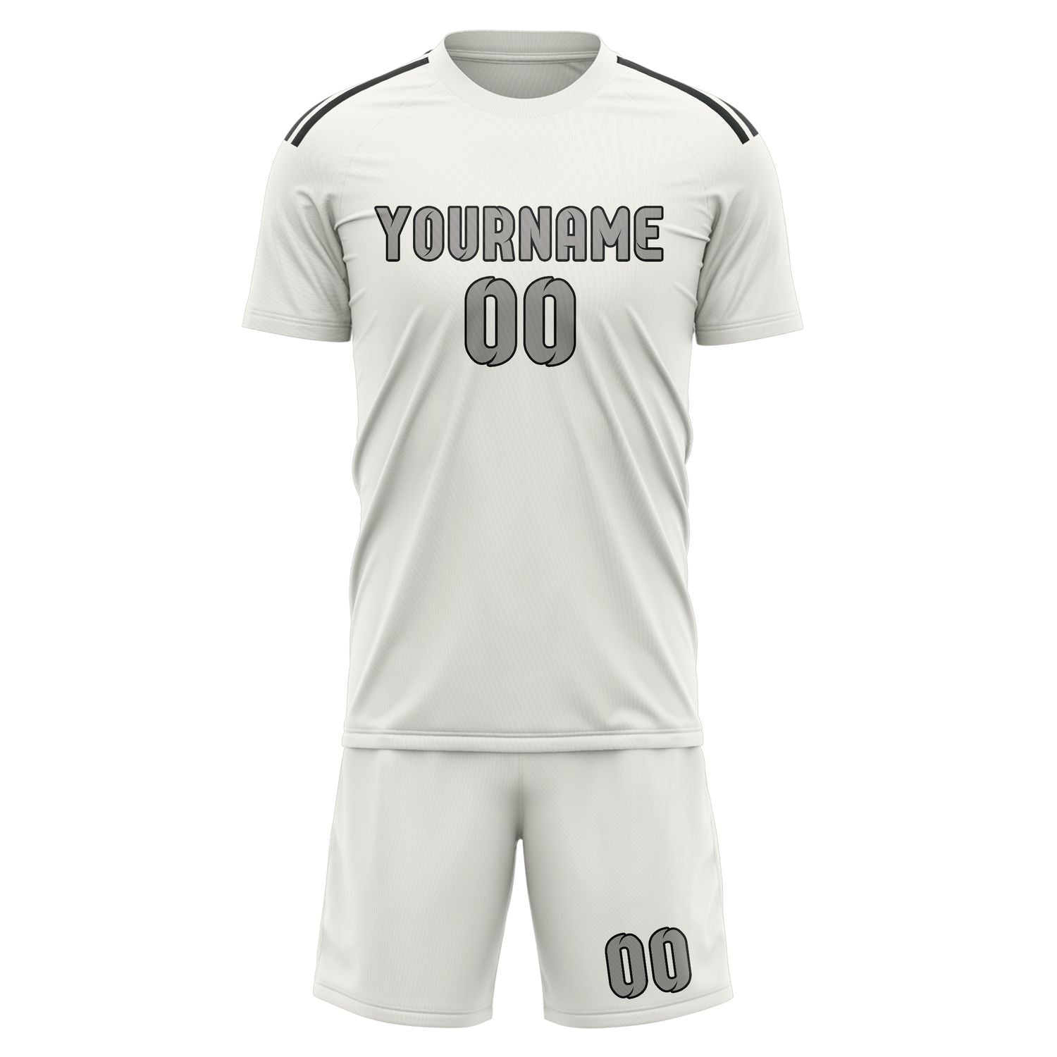 Custom White Gray Soccer Set