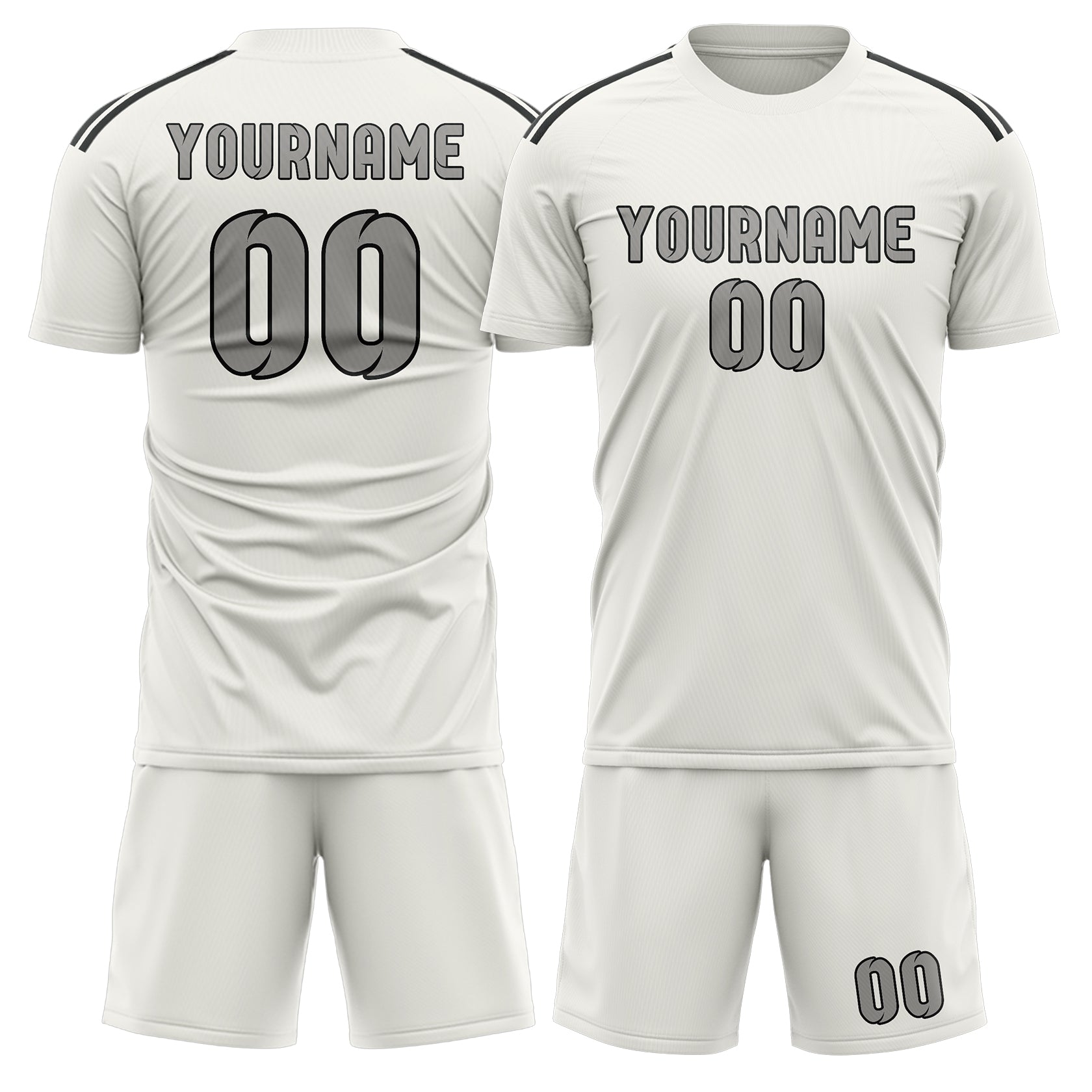 Custom White Gray Soccer Set