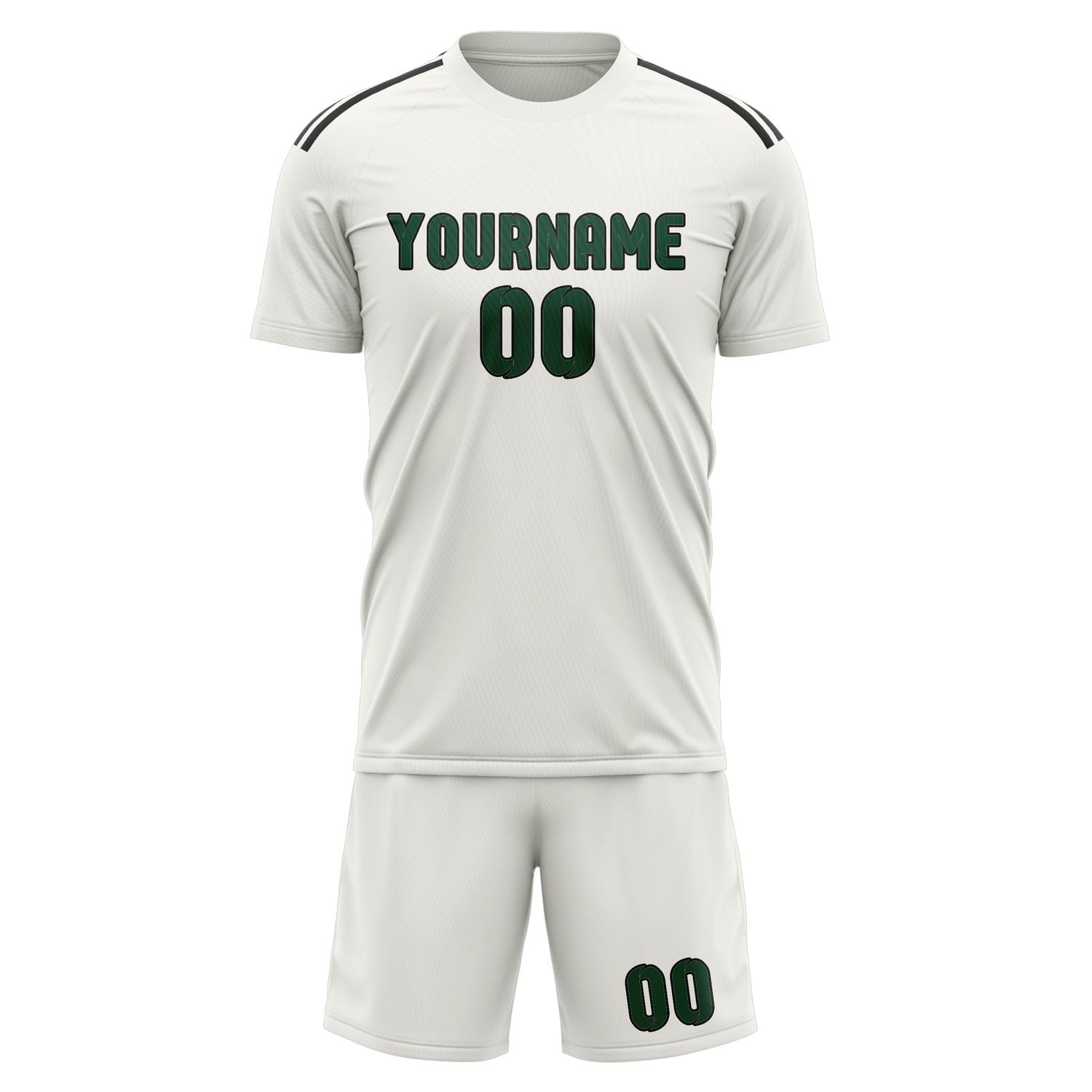 Custom White Green Soccer Set