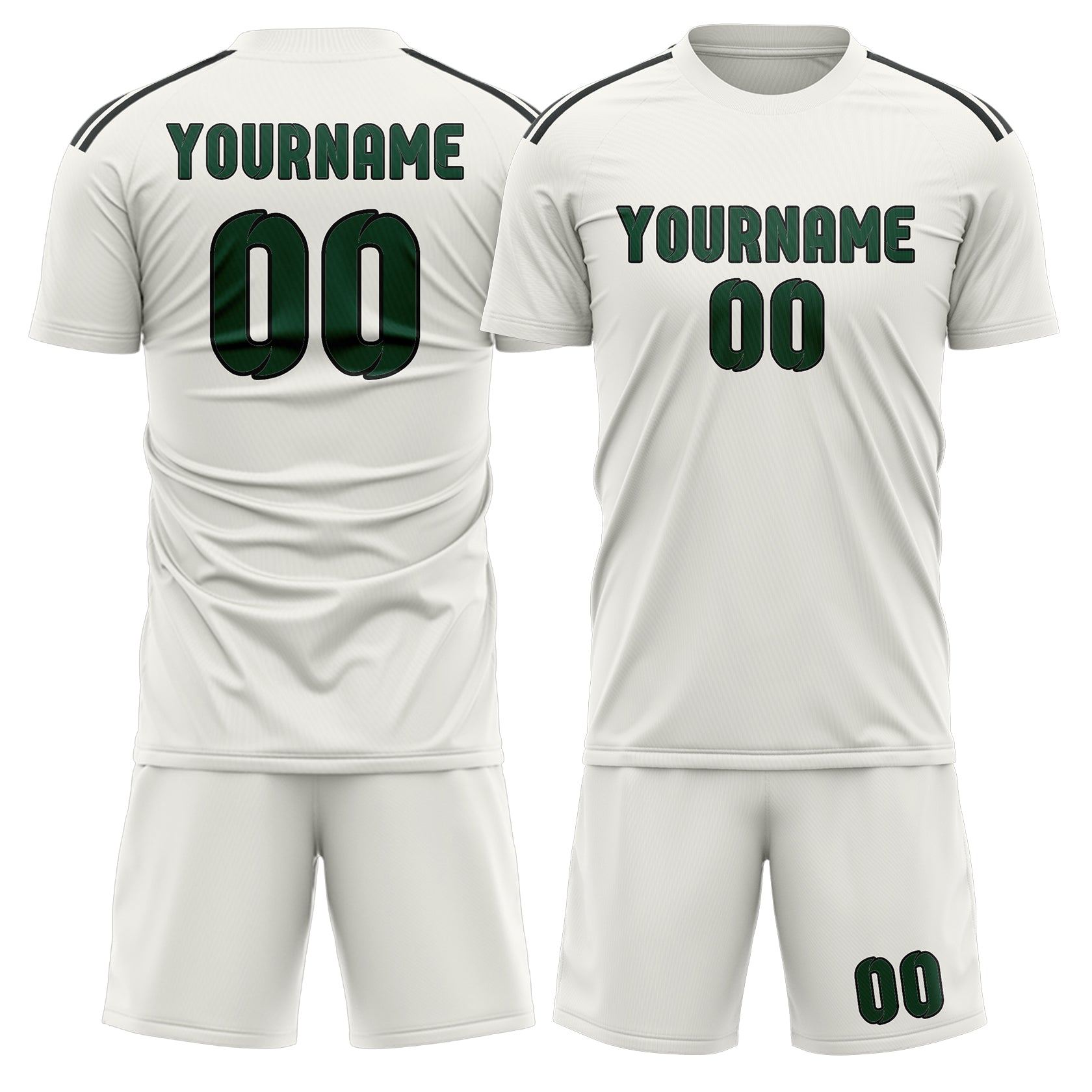 Custom White Green Soccer Set