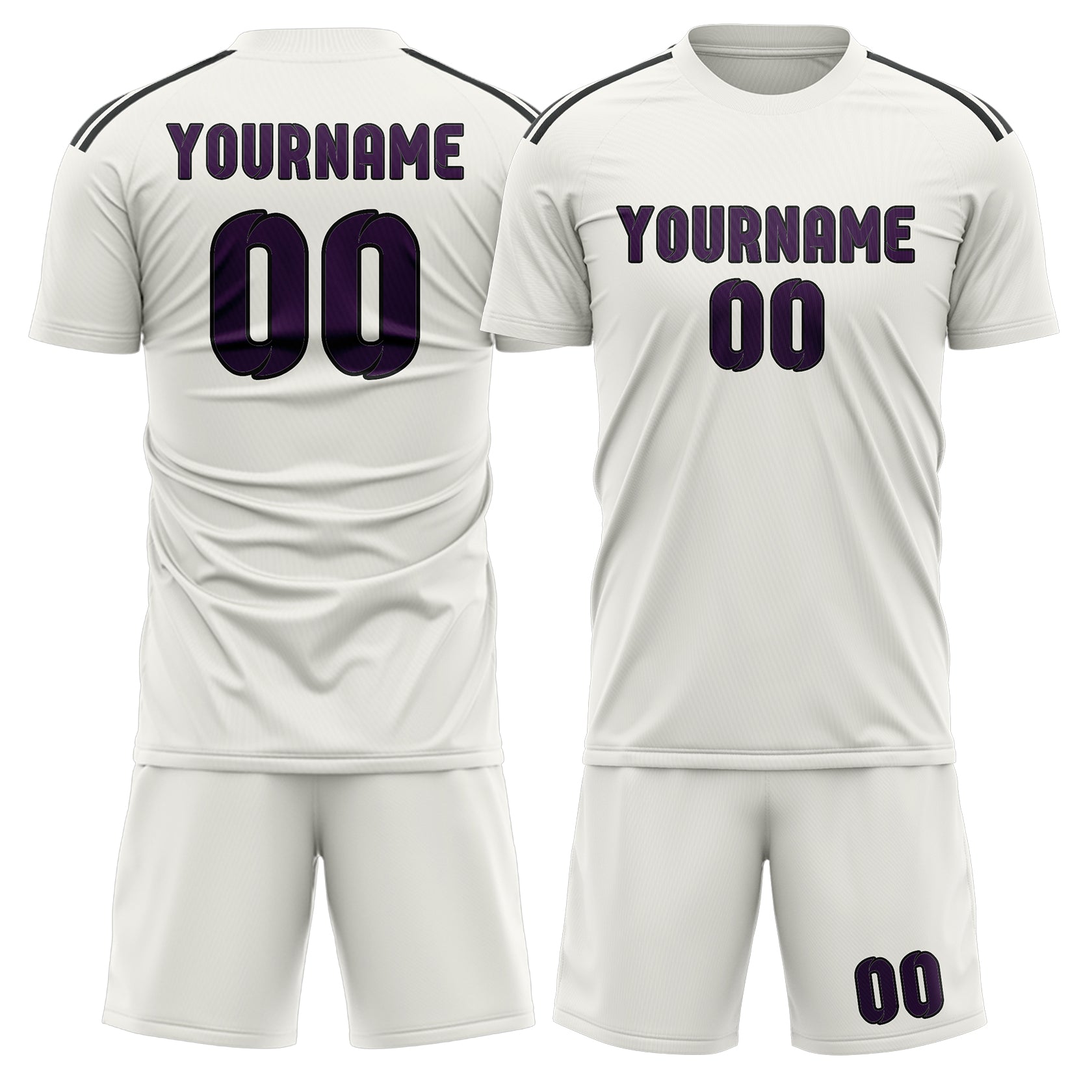 Custom White Purple Soccer Set