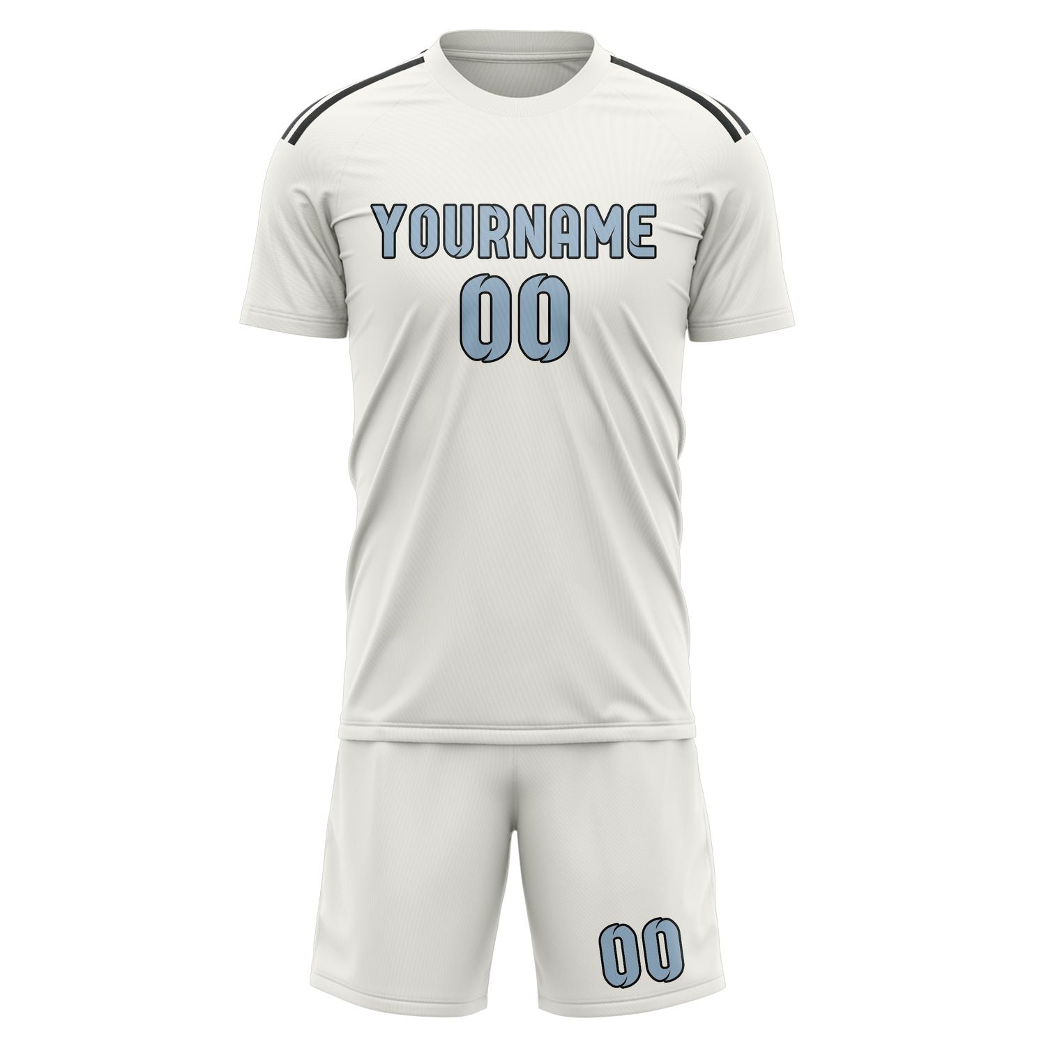 Custom White Light Blue Soccer Set