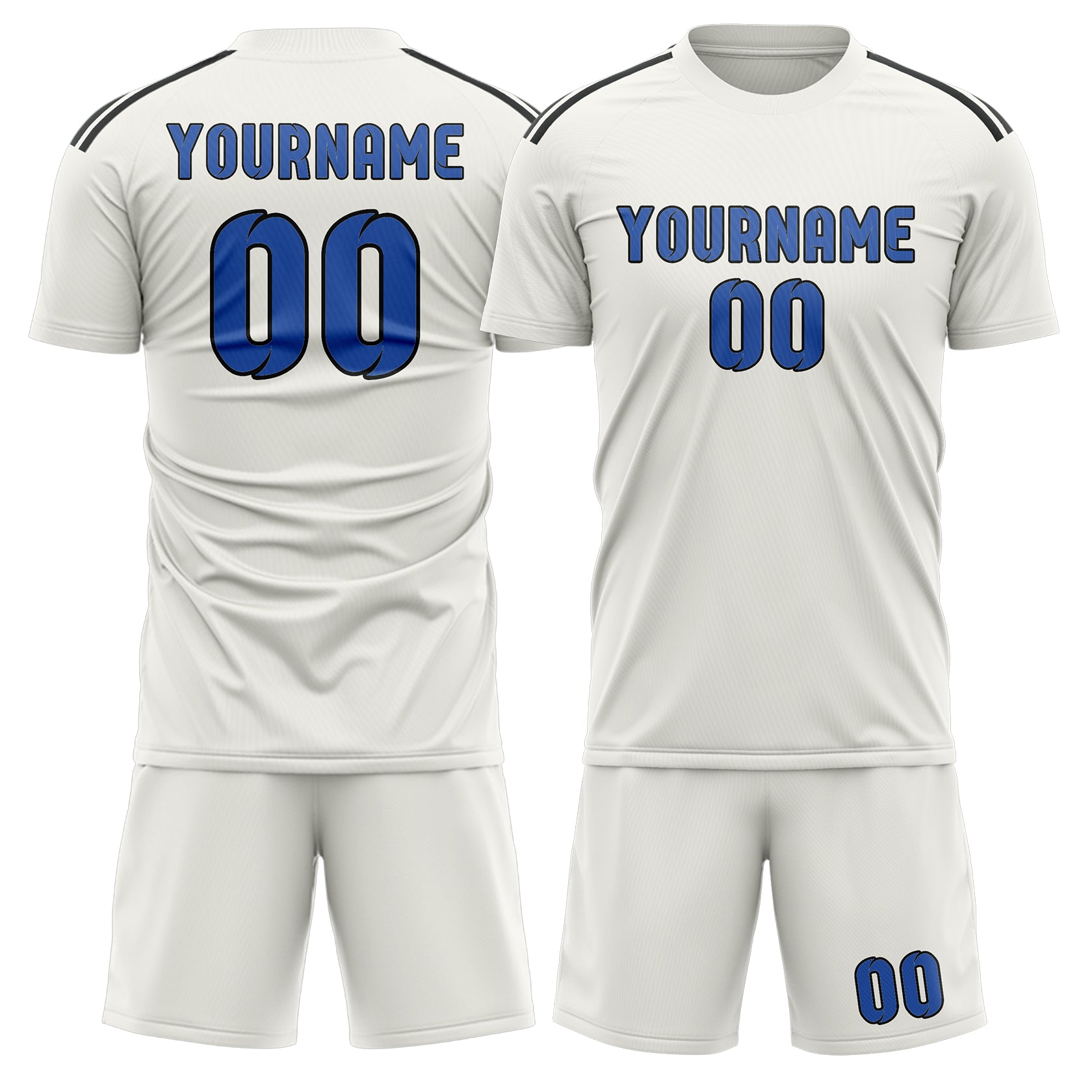 Custom White Sky Blue Soccer Set
