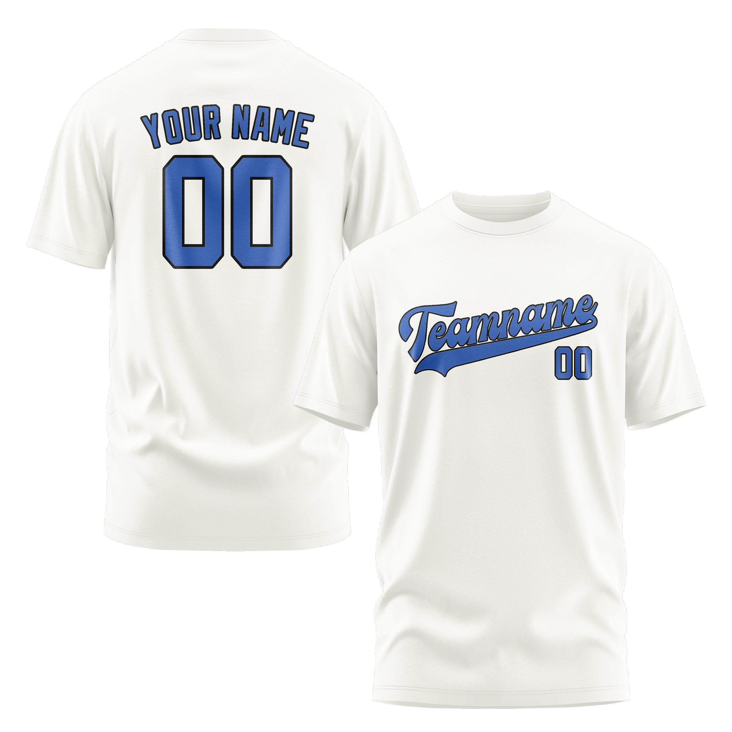 Custom White Sky Blue T-Shirt