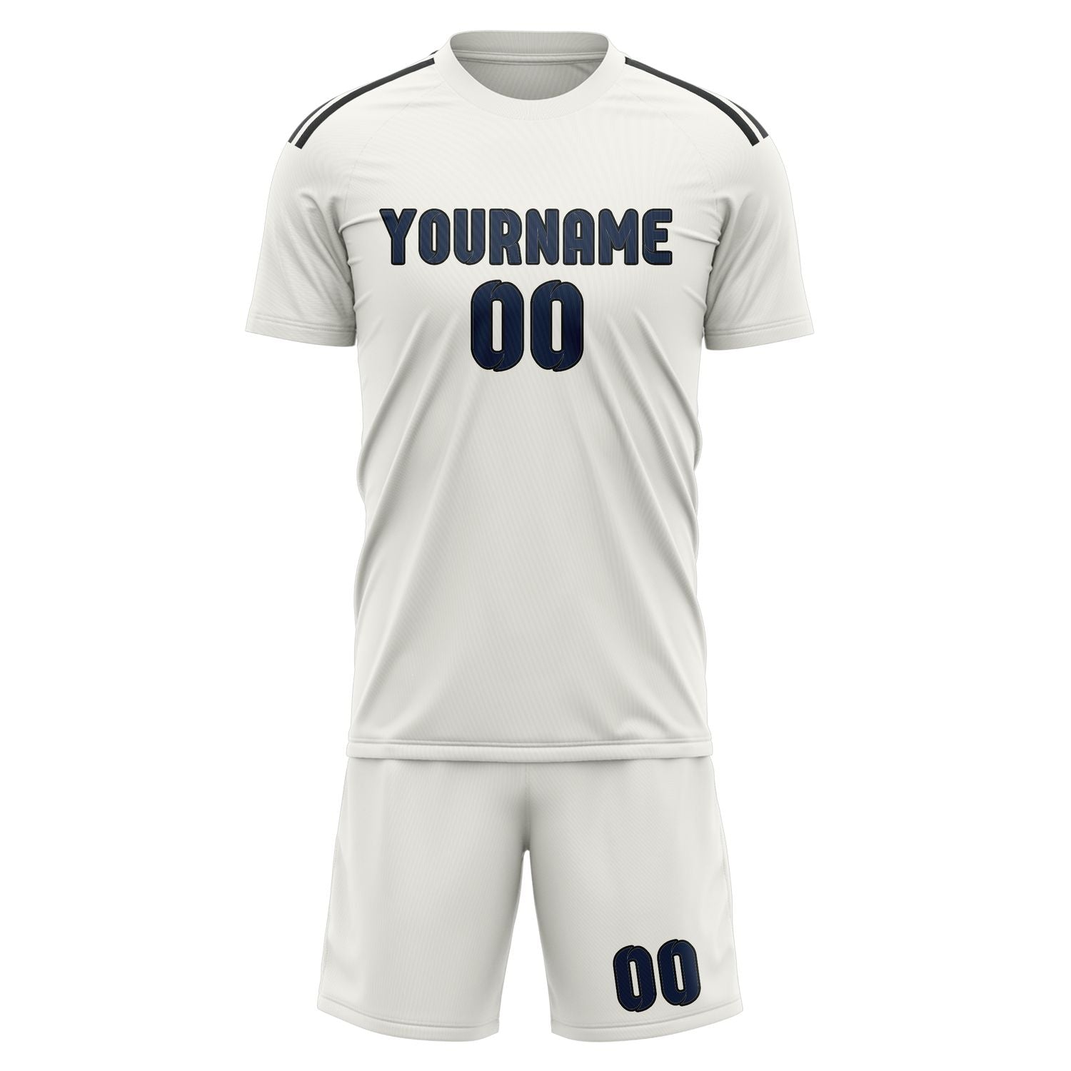 Custom White Blue Soccer Set