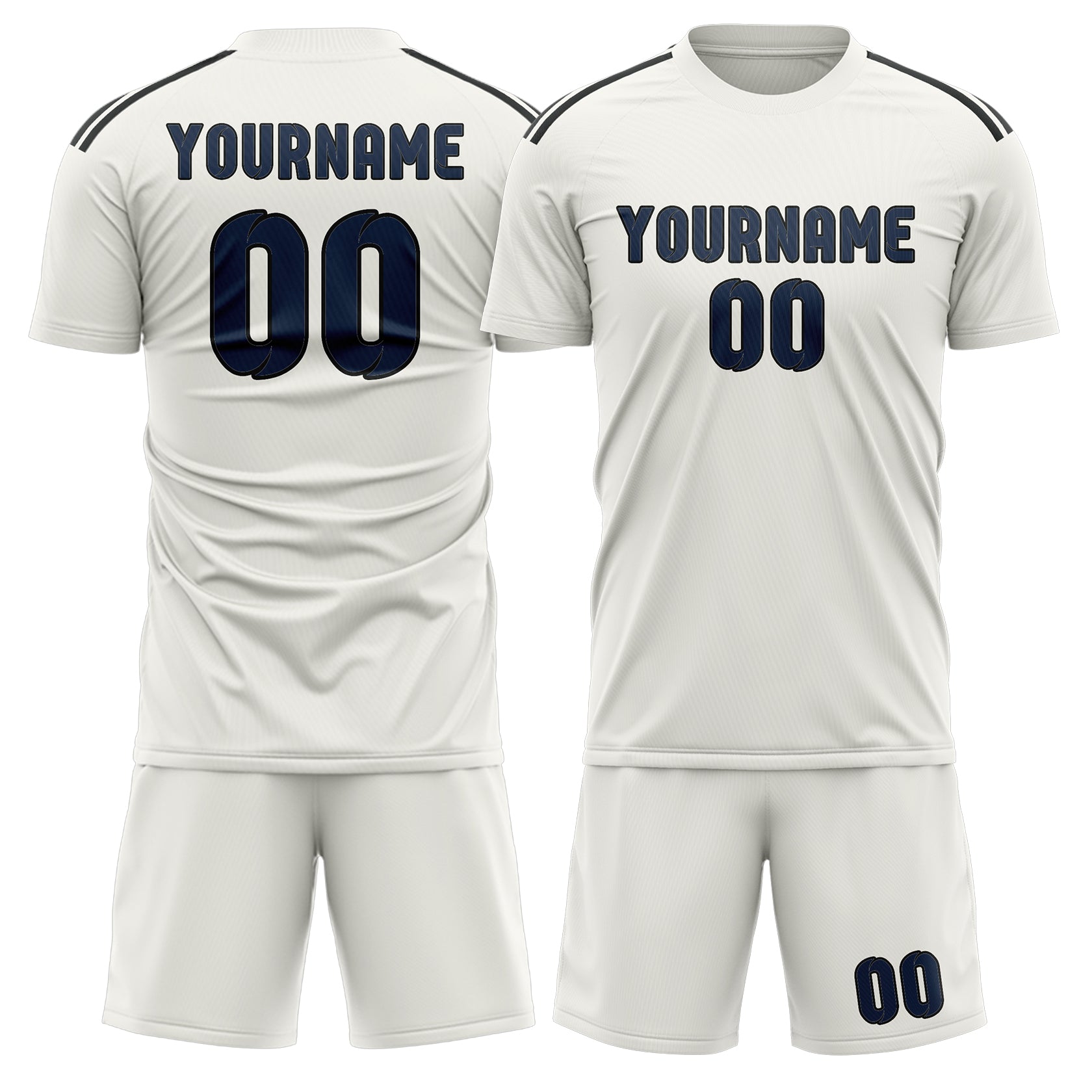 Custom White Blue Soccer Set