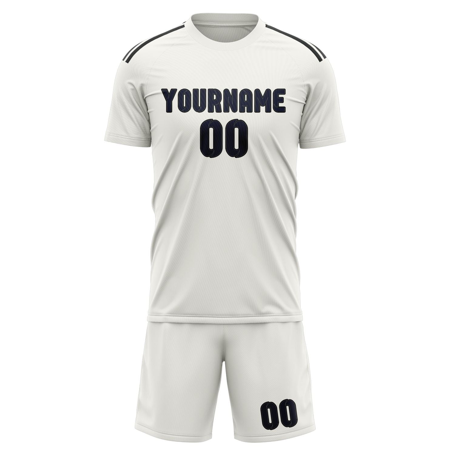 Custom White Navy Soccer Set