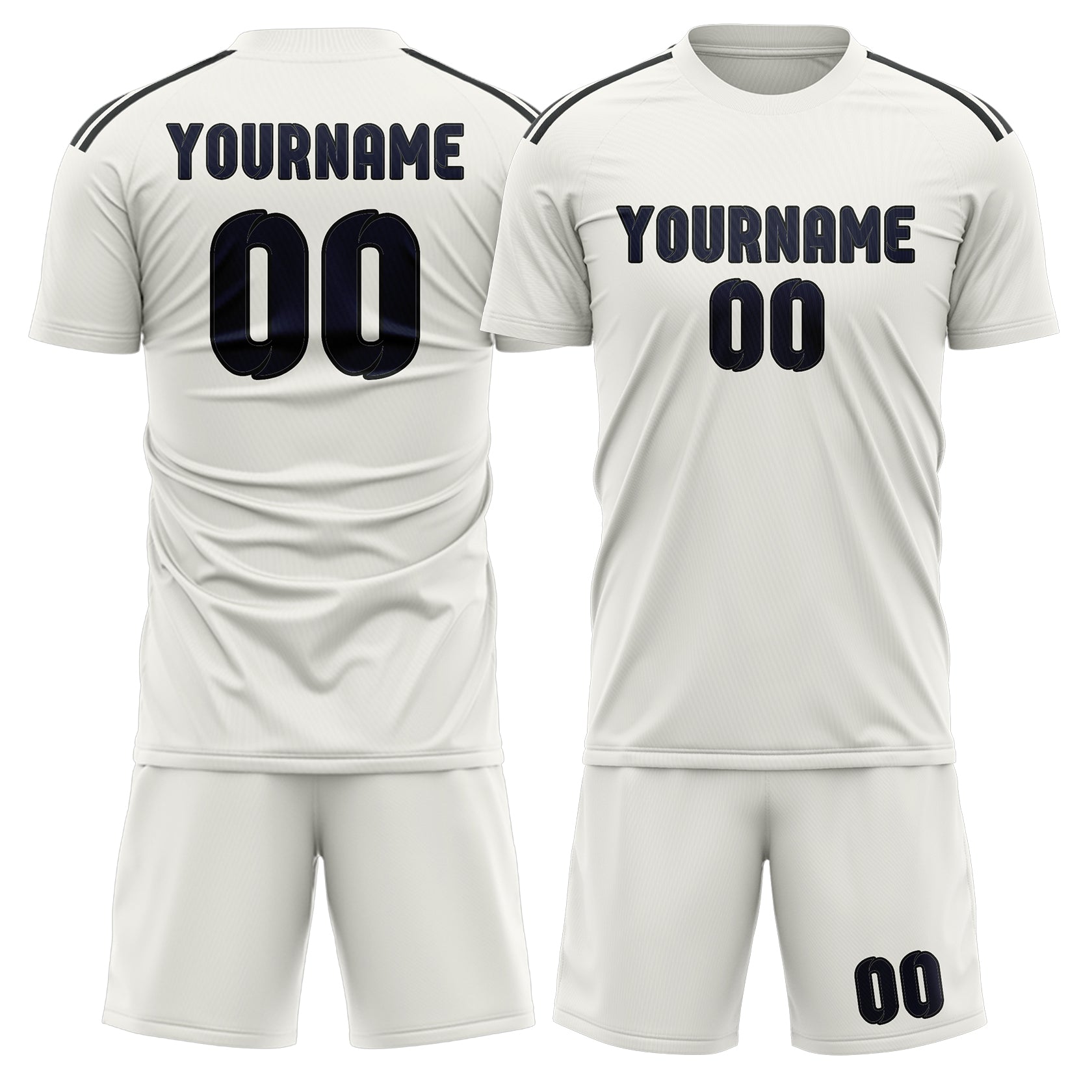 Custom White Navy Soccer Set