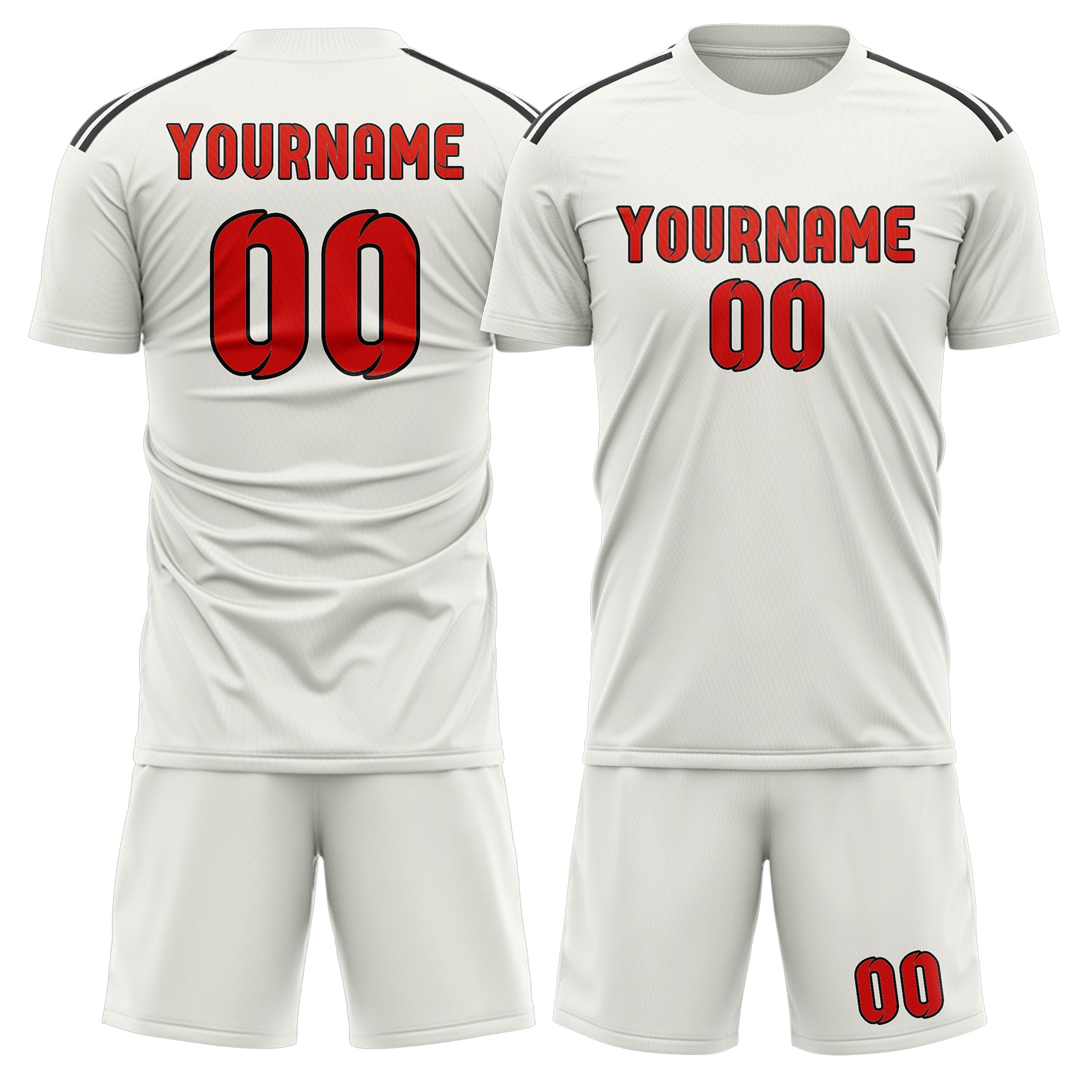 Custom White Orange Red Soccer Set