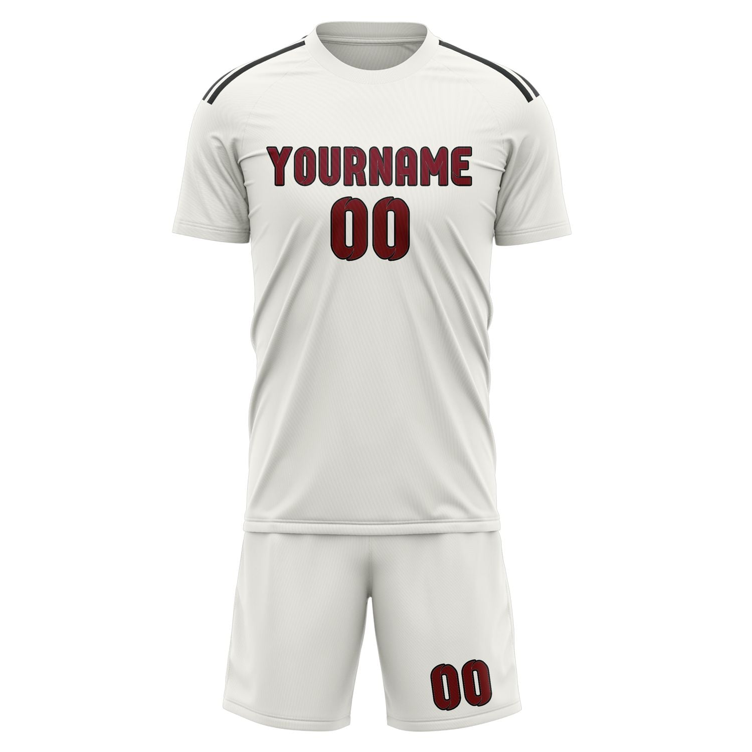 Custom White Crimson Red Soccer Set