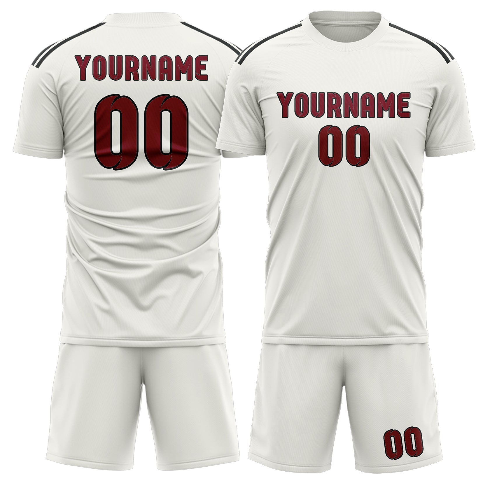 Custom White Crimson Red Soccer Set