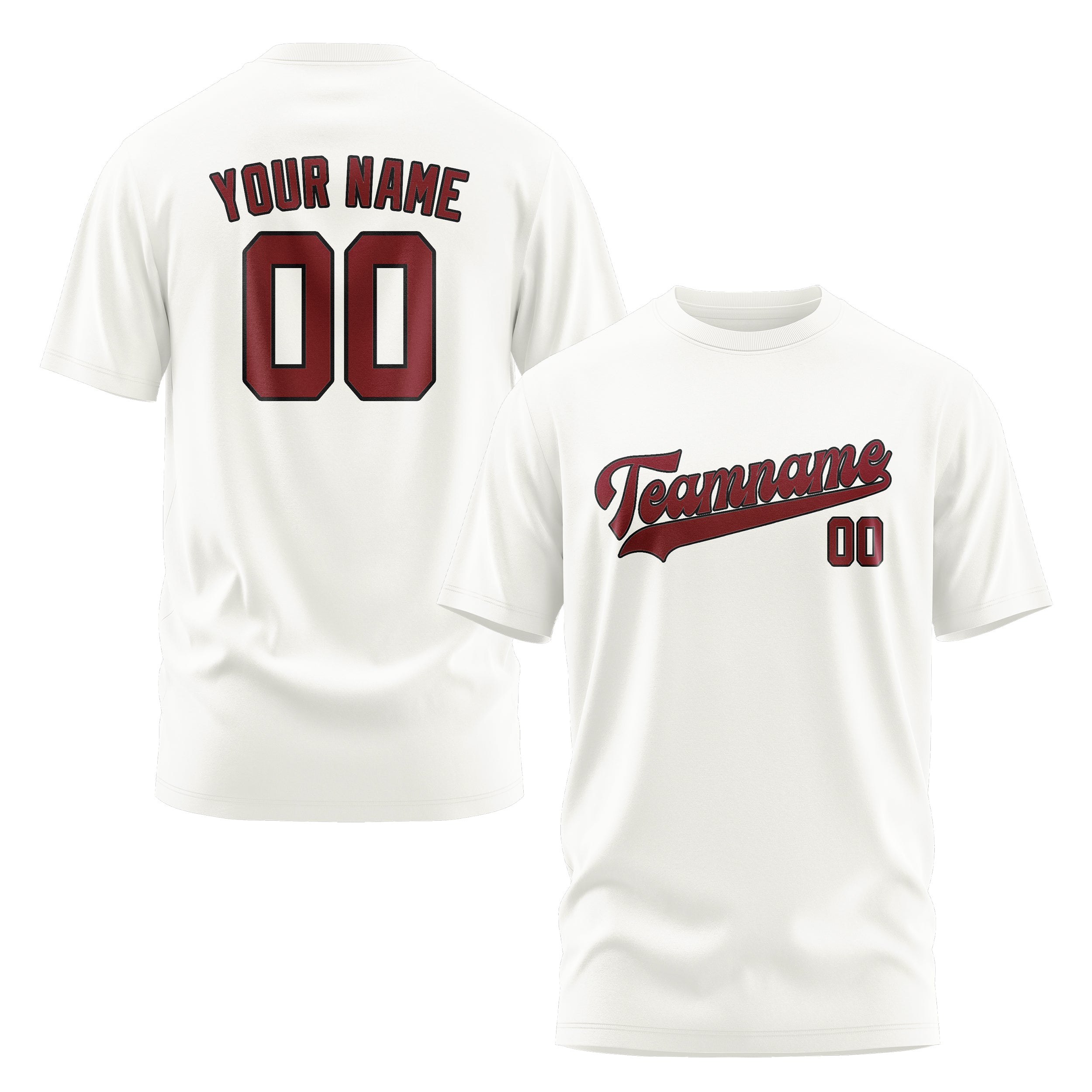 Custom White Crimson Red T-Shirt