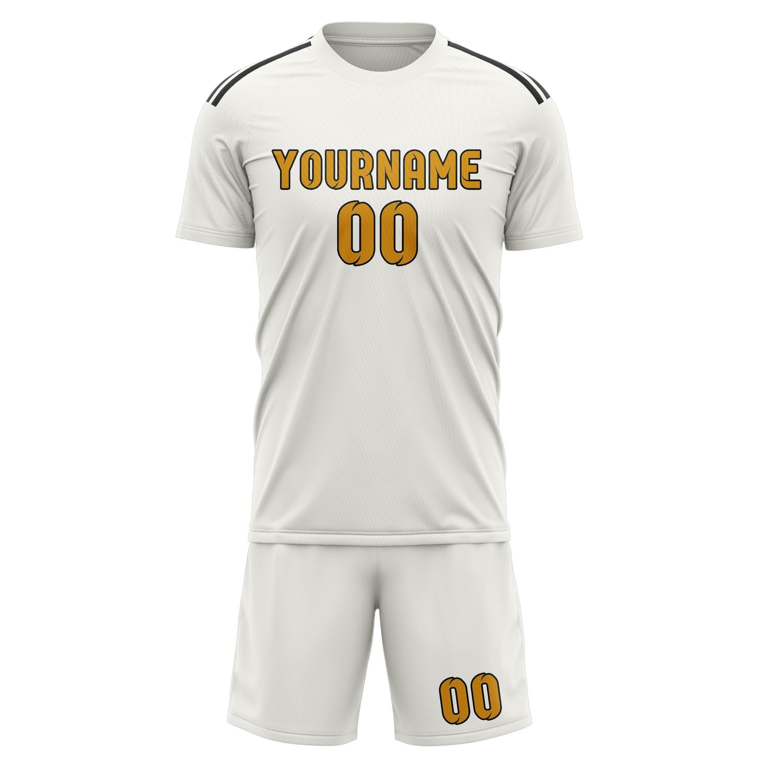 Custom White Yellow Soccer Set