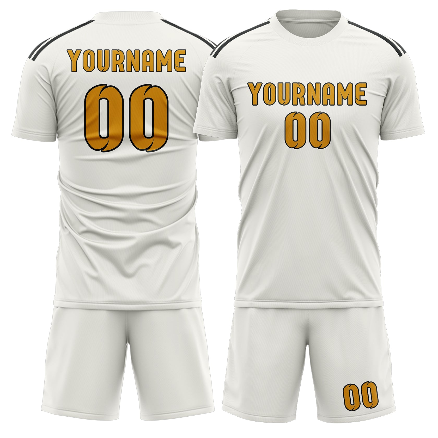 Custom White Yellow Soccer Set