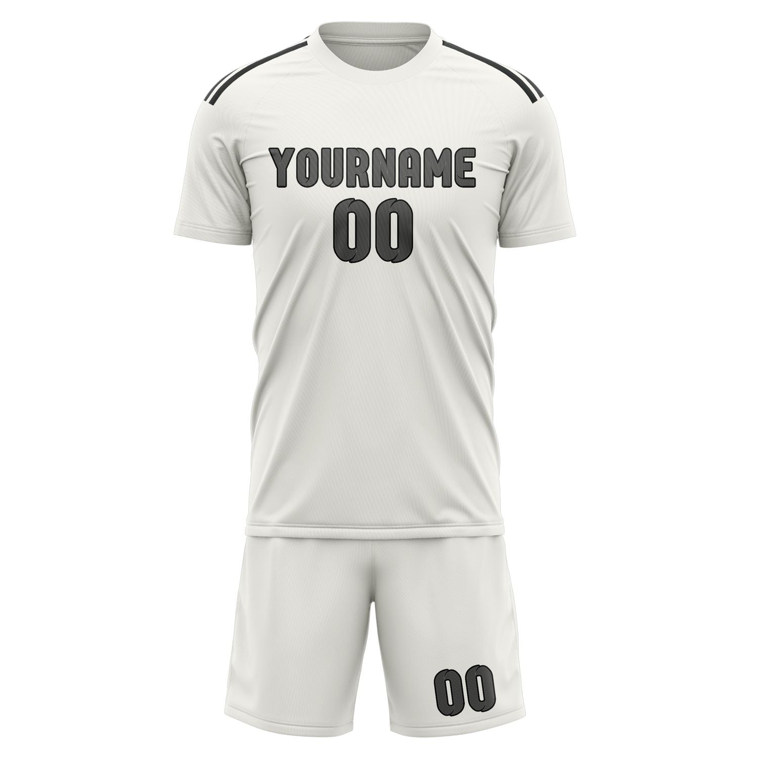 Custom White Dark Grey Soccer Set