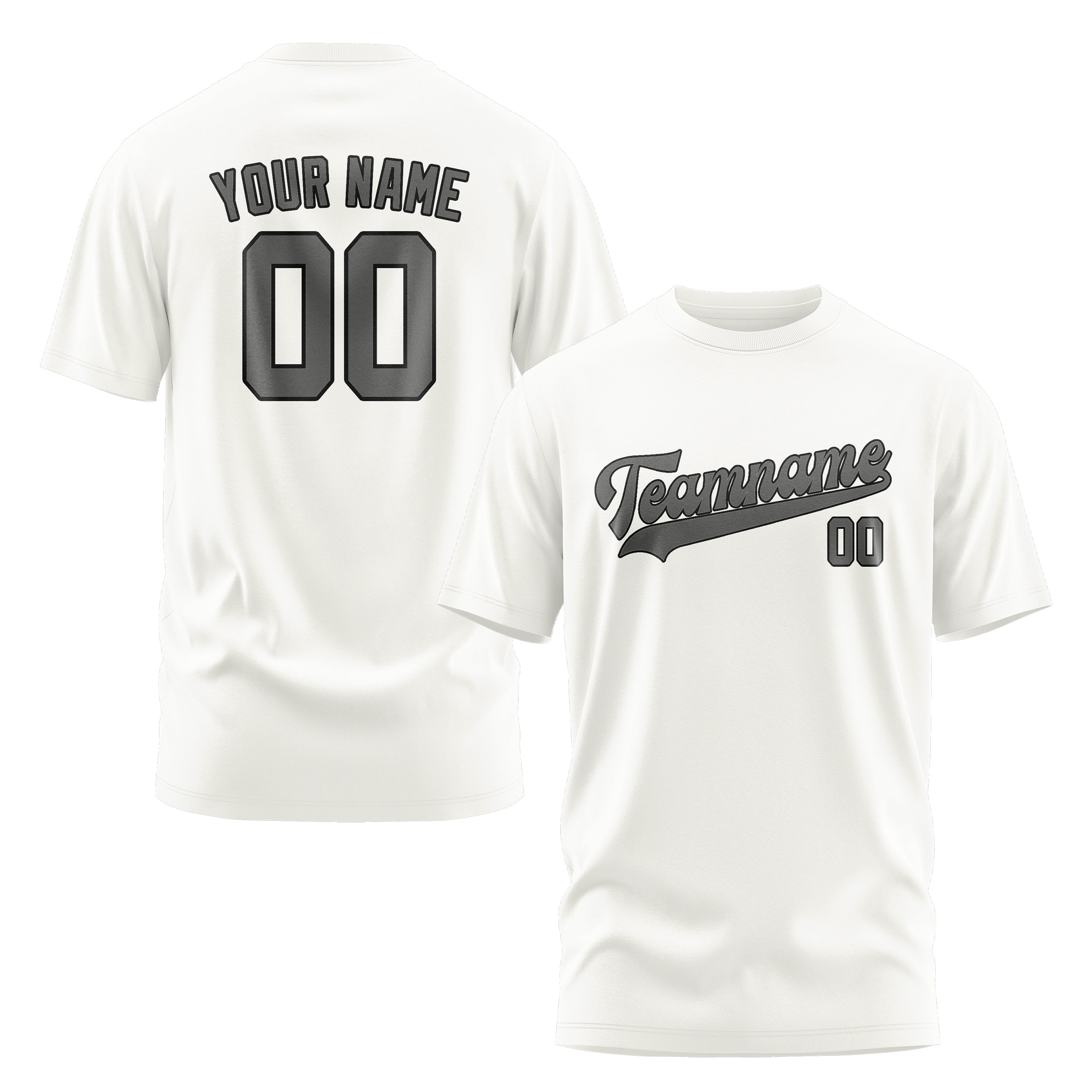 Custom White Dark Grey T-Shirt