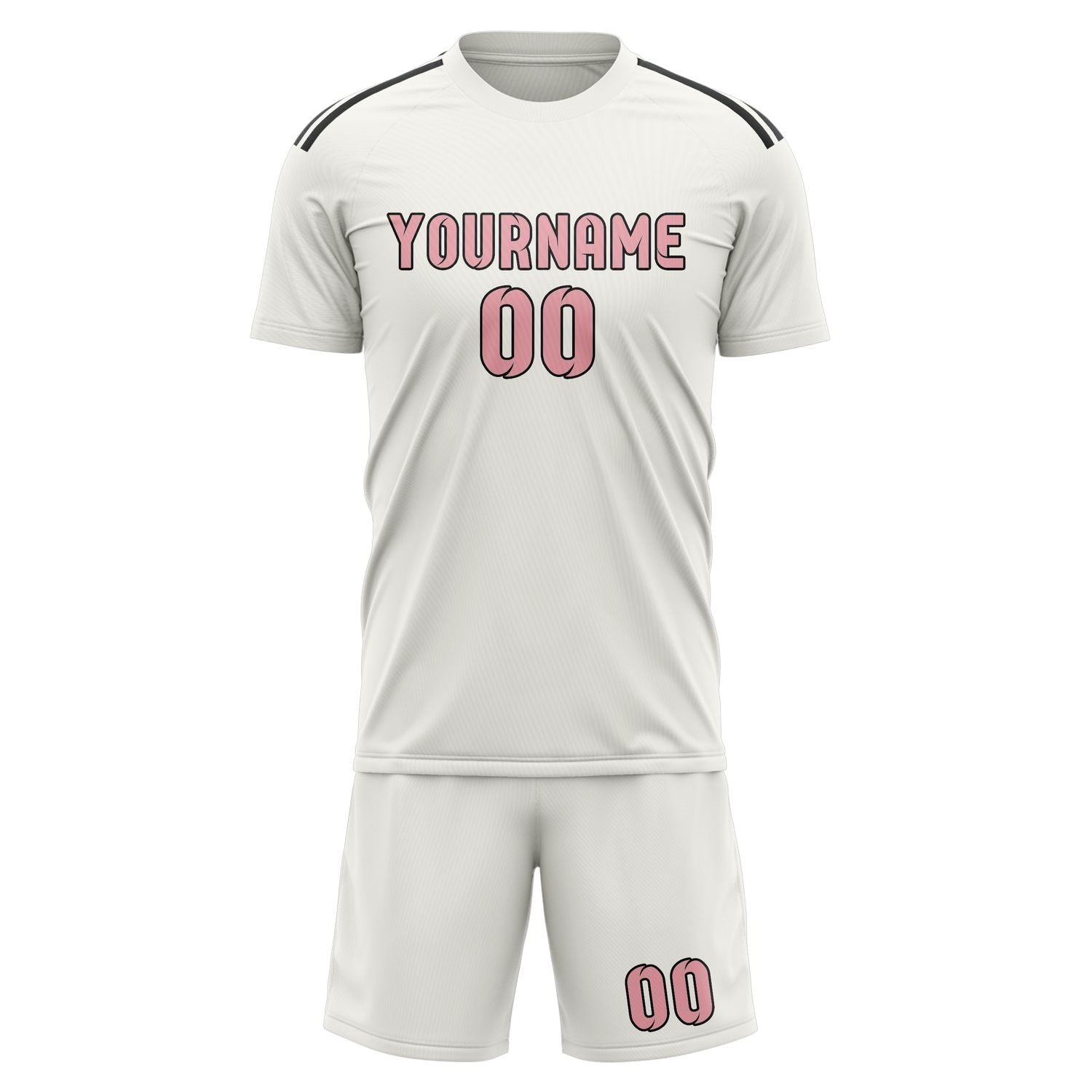 Custom White Light Pink Soccer Set