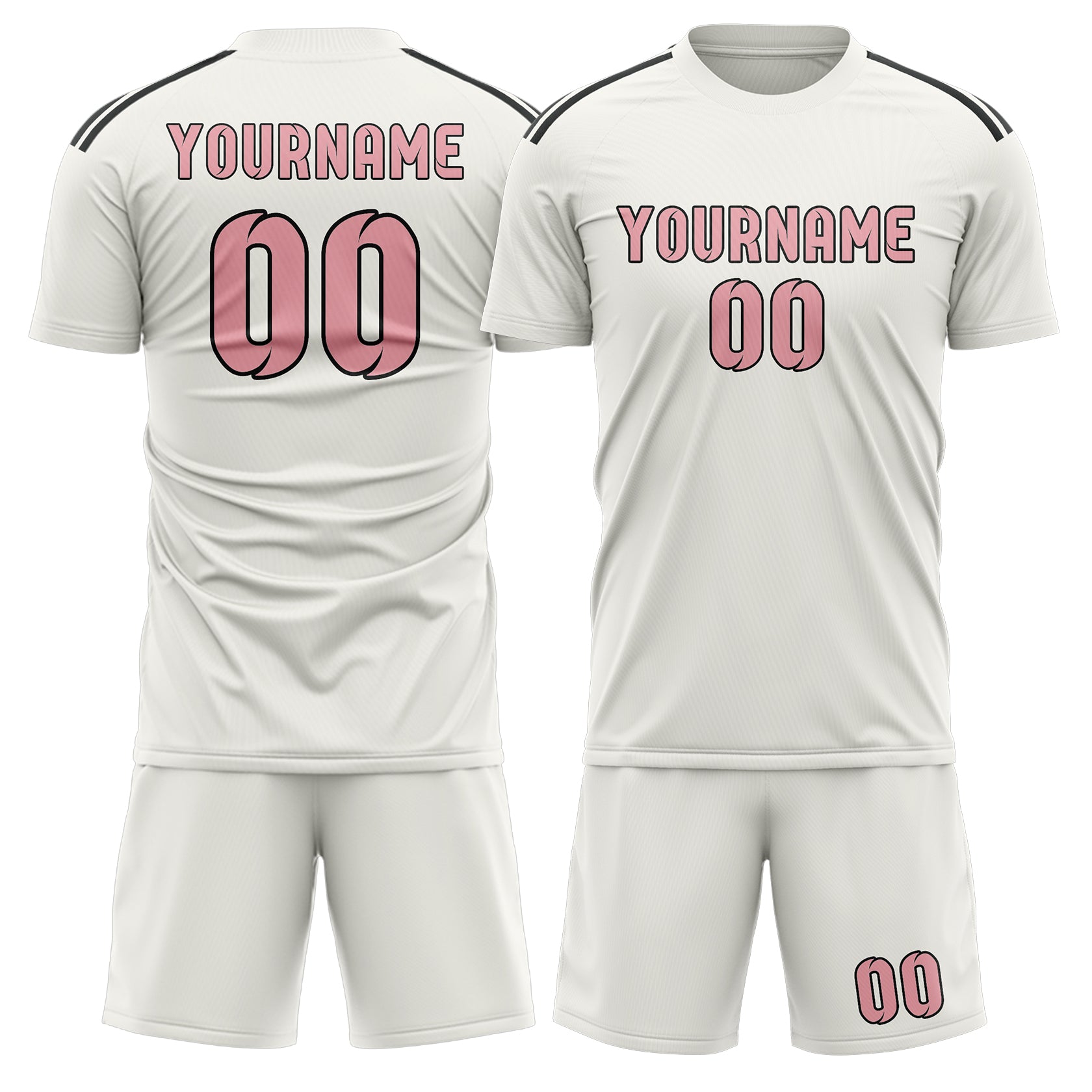 Custom White Light Pink Soccer Set