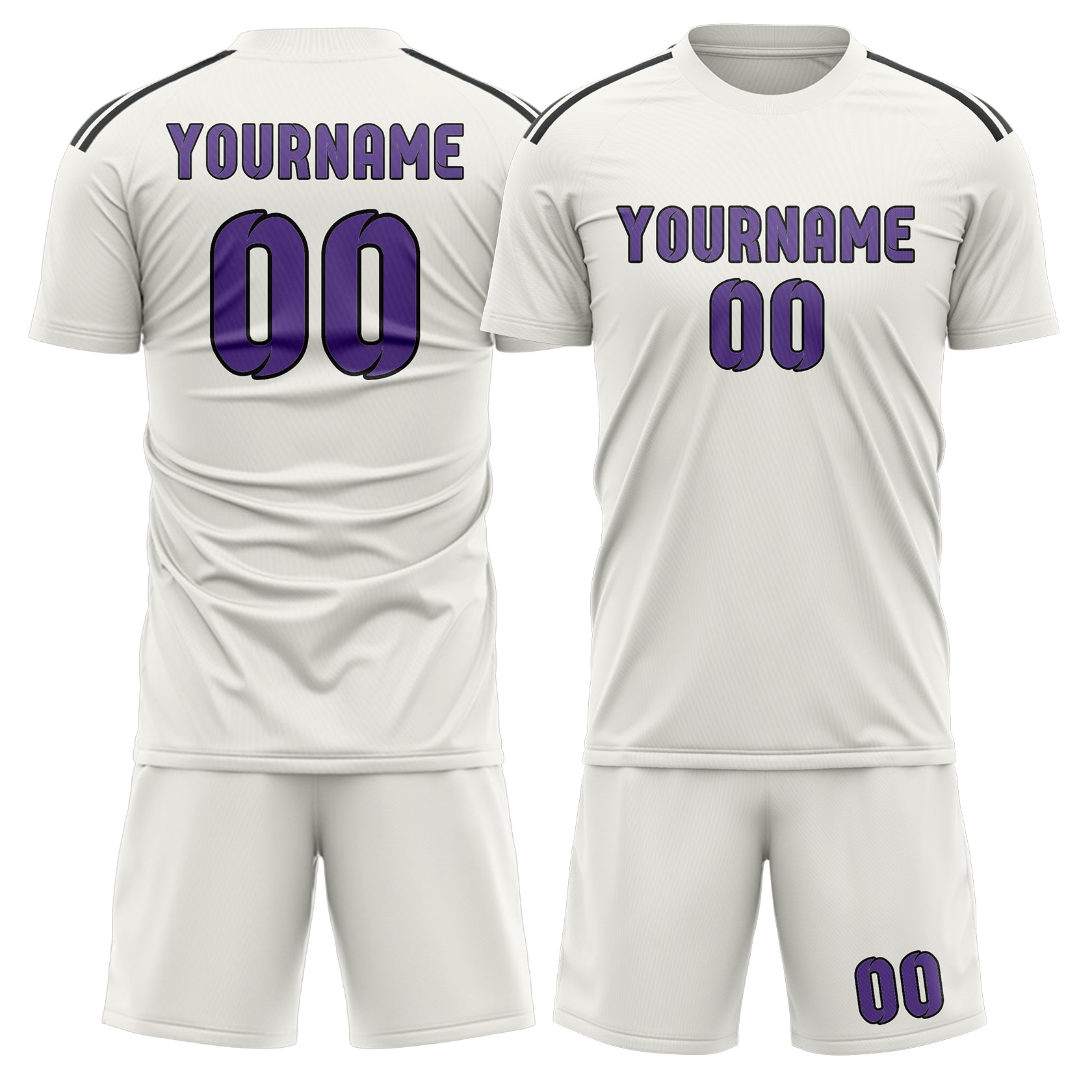 Custom White Light Purple Soccer Set