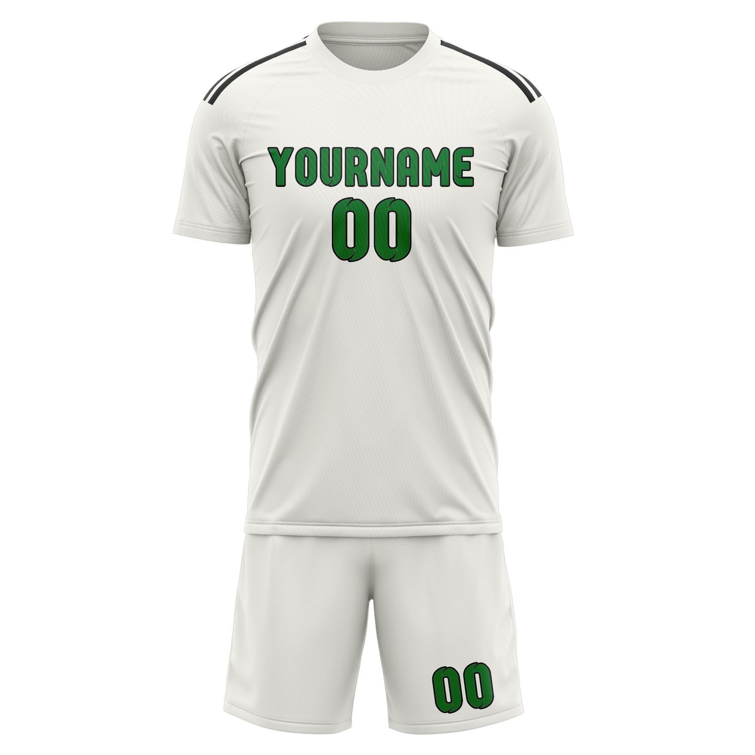Custom White Emerald Green Soccer Set