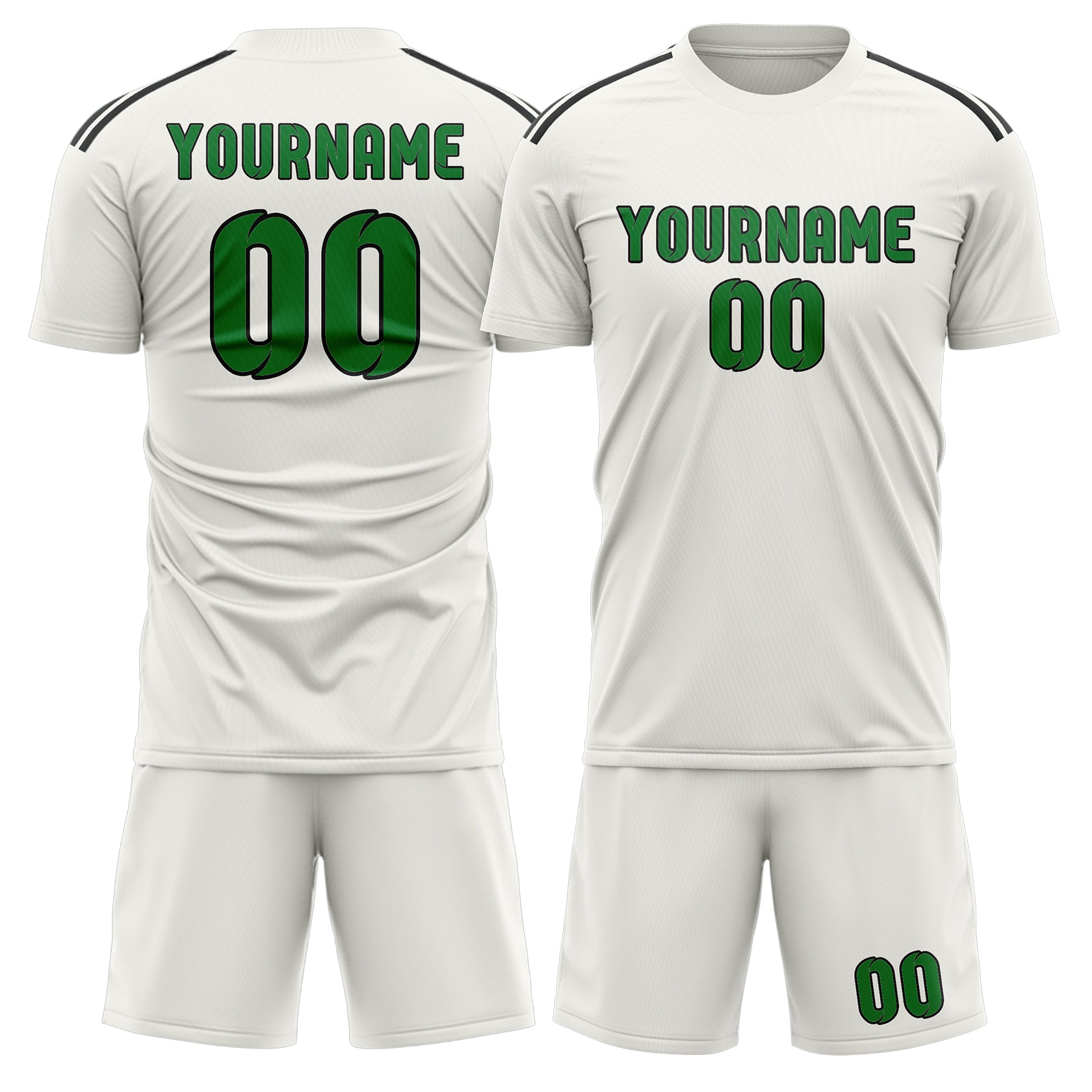 Custom White Emerald Green Soccer Set