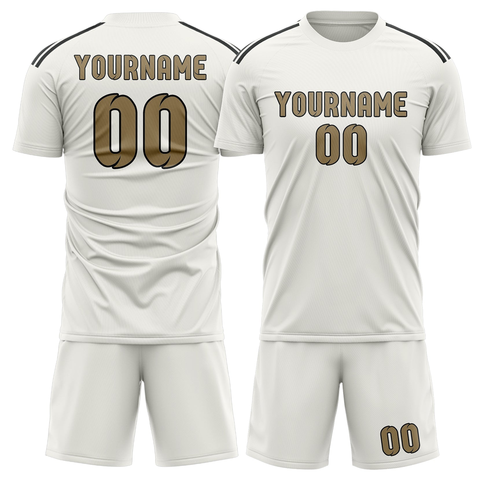 Custom White Light Khaki Soccer Set
