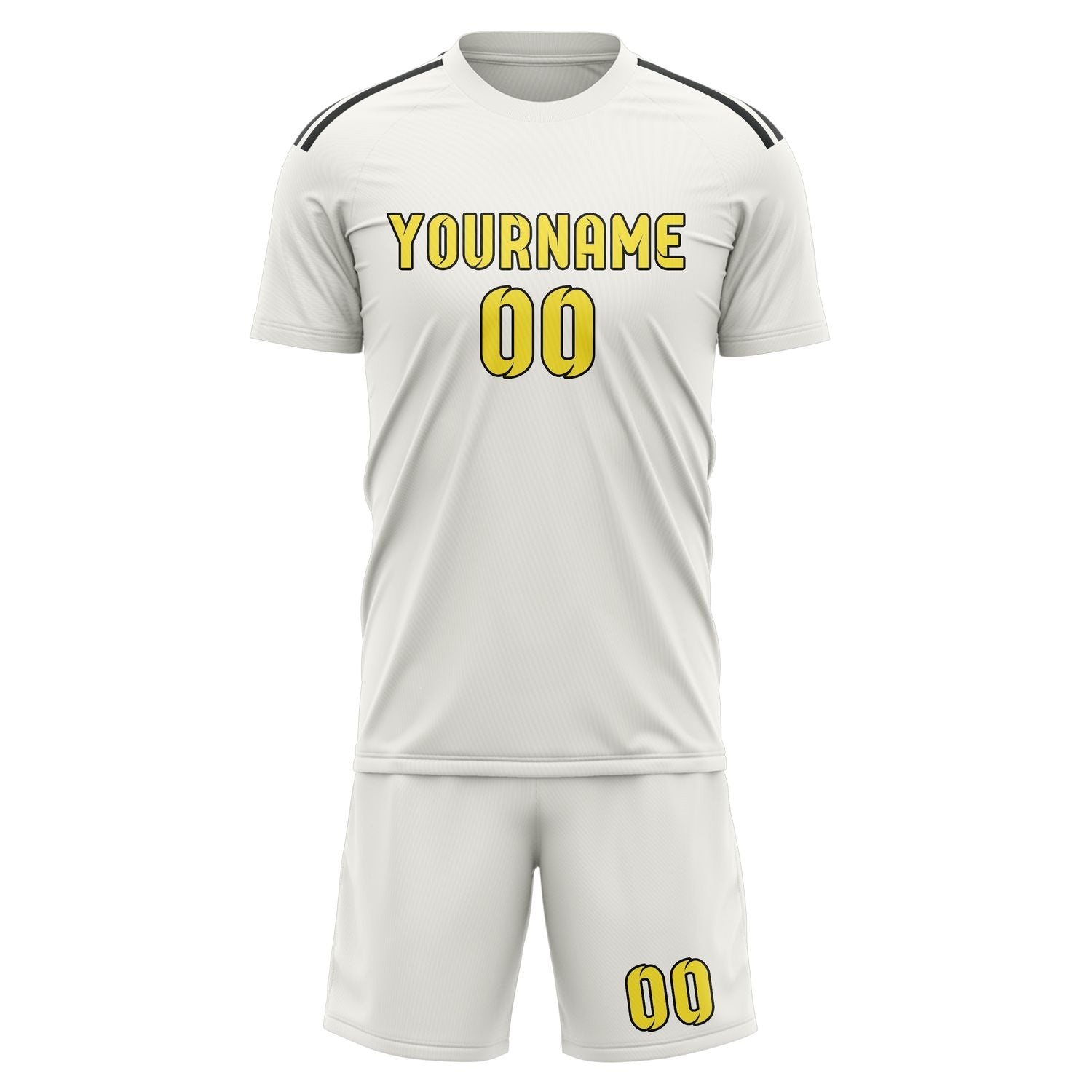 Custom White Light Yellow Soccer Set