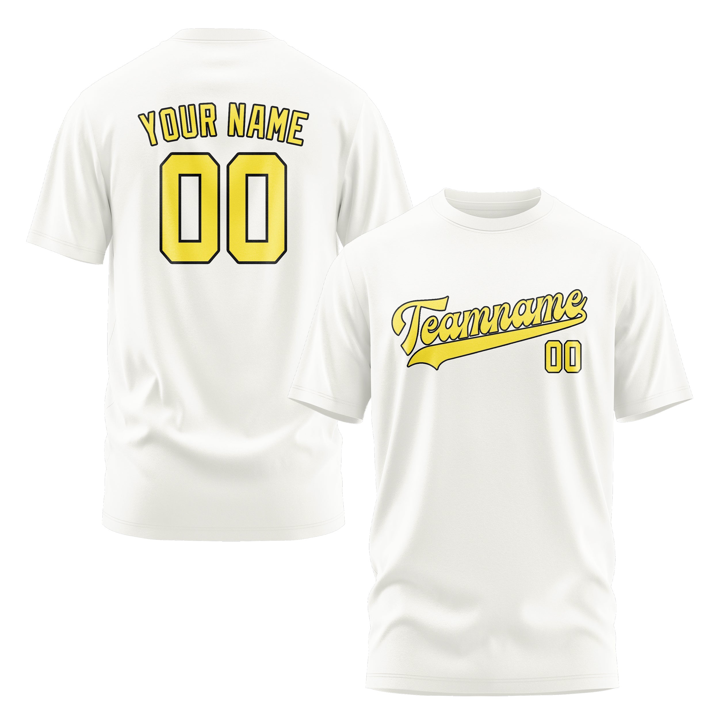 Custom White Light Yellow T-Shirt