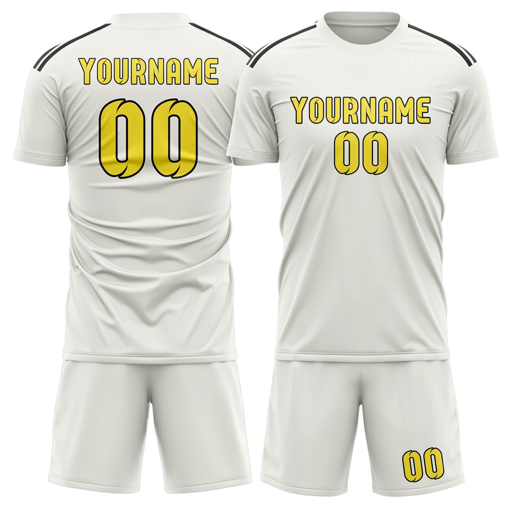 Custom White Light Yellow Soccer Set