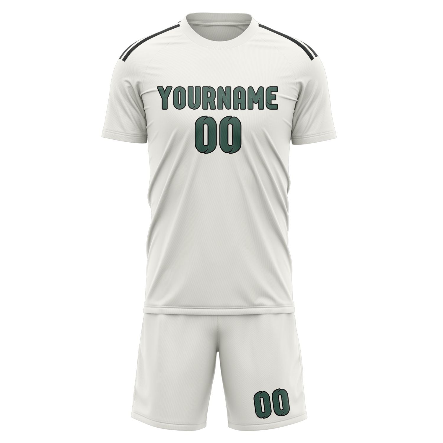 Custom White Blue Green Soccer Set