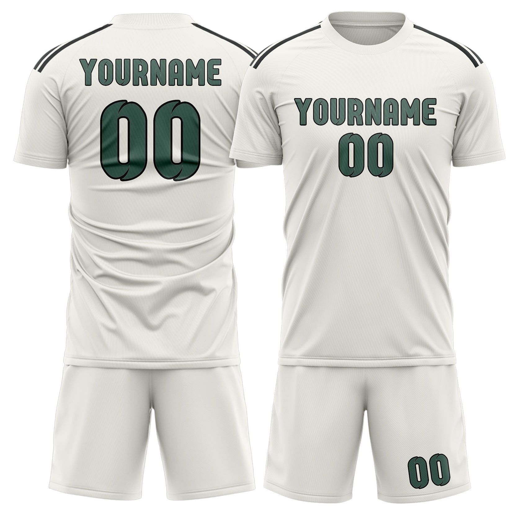 Custom White Blue Green Soccer Set