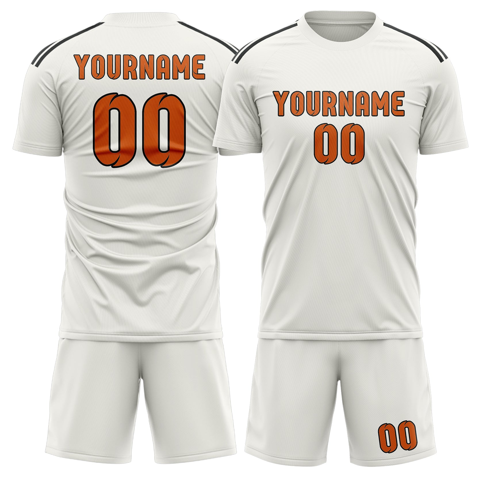 Custom White Orange Soccer Set