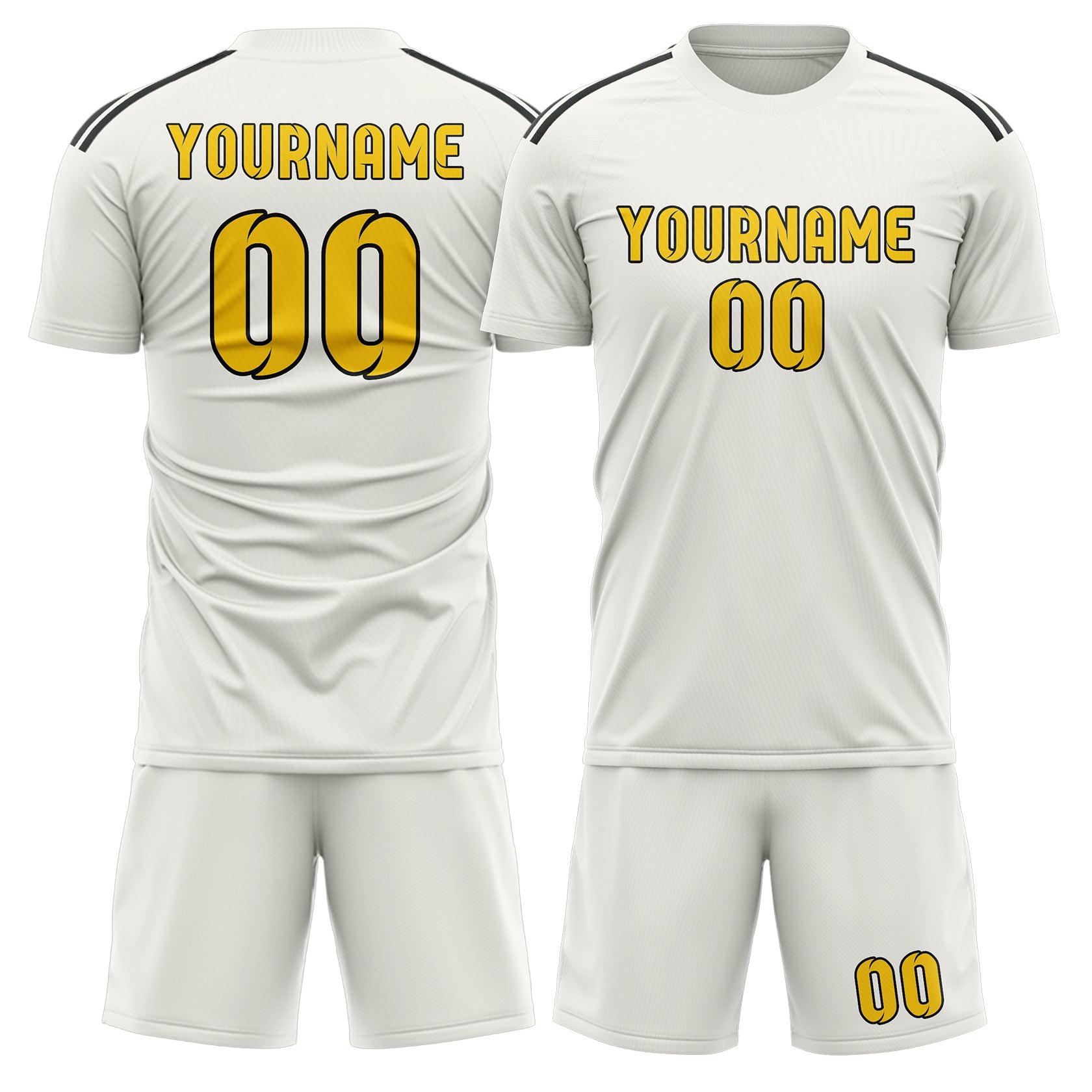 Custom White Gold Soccer Set
