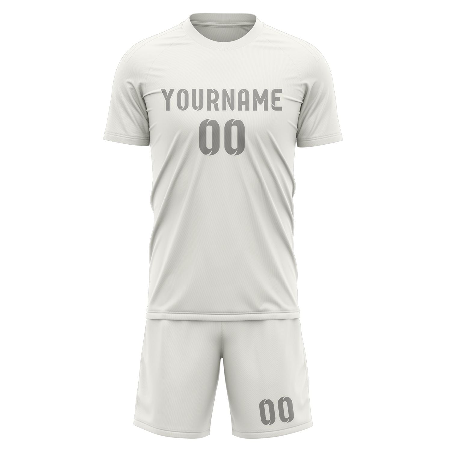 Custom White Gray Soccer Set