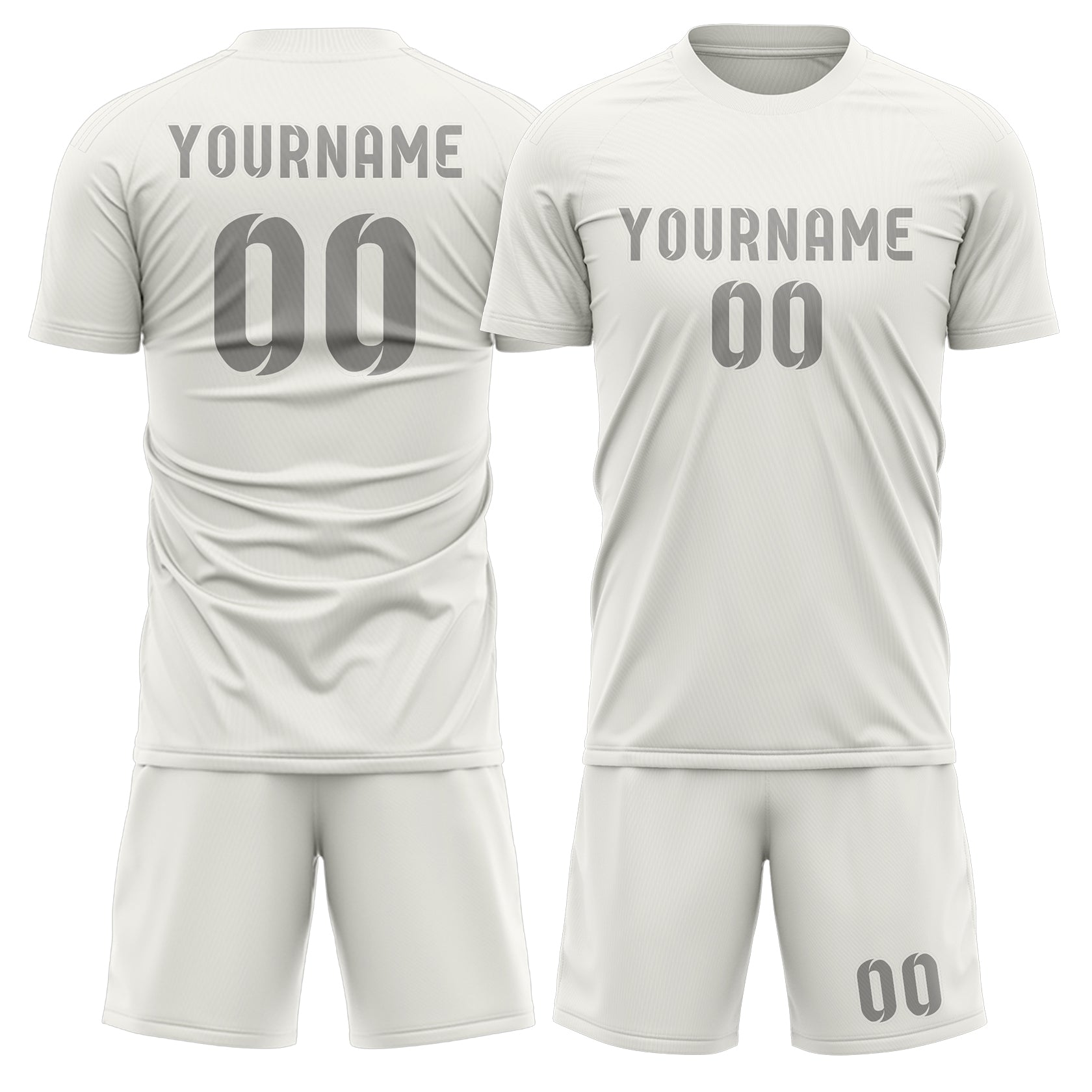 Custom White Gray Soccer Set