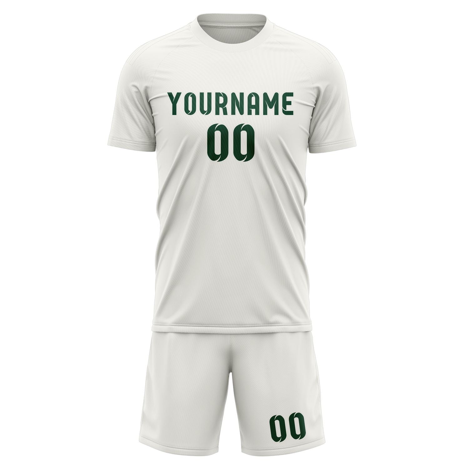 Custom White Green Soccer Set