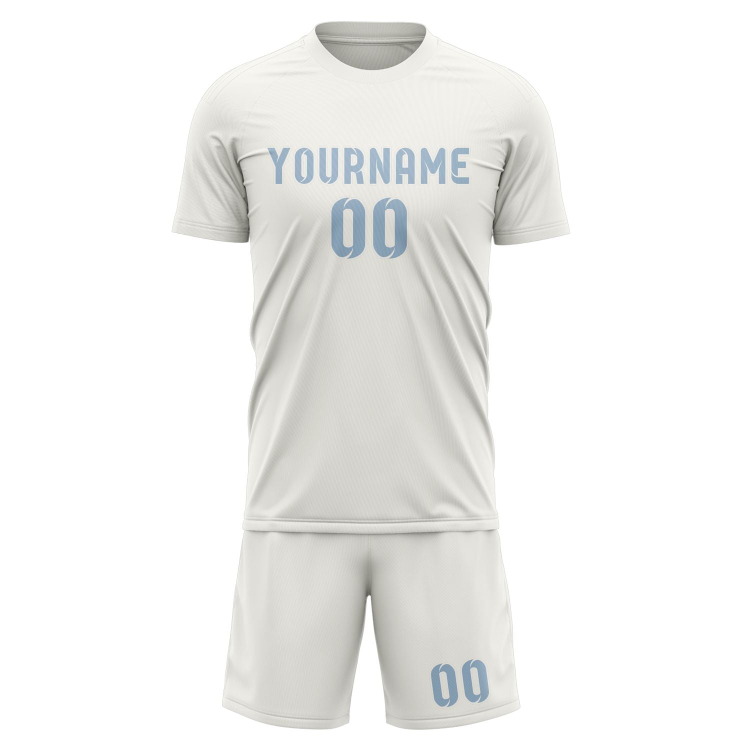 Custom White Light Blue Soccer Set