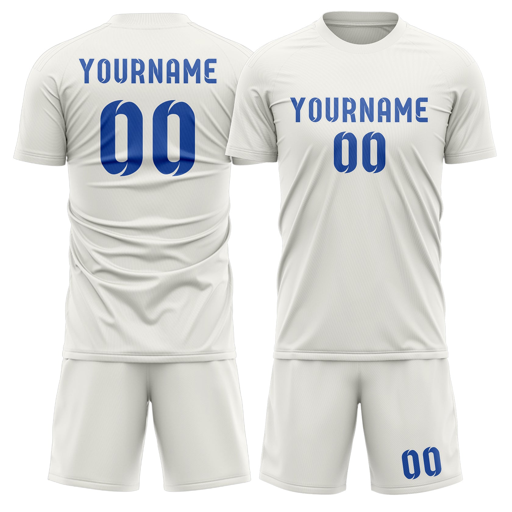 Custom White Sky Blue Soccer Set