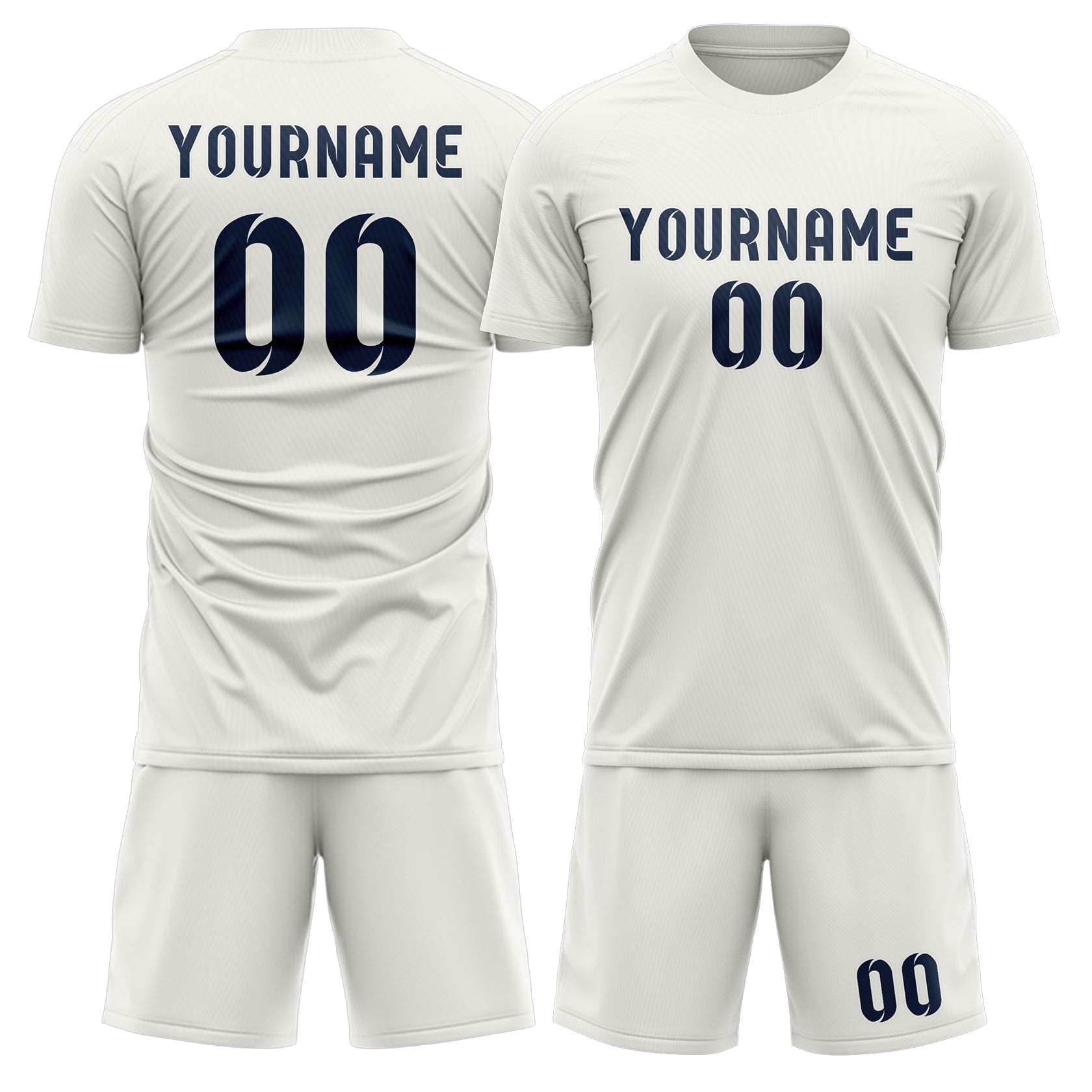 Custom White Blue Soccer Set