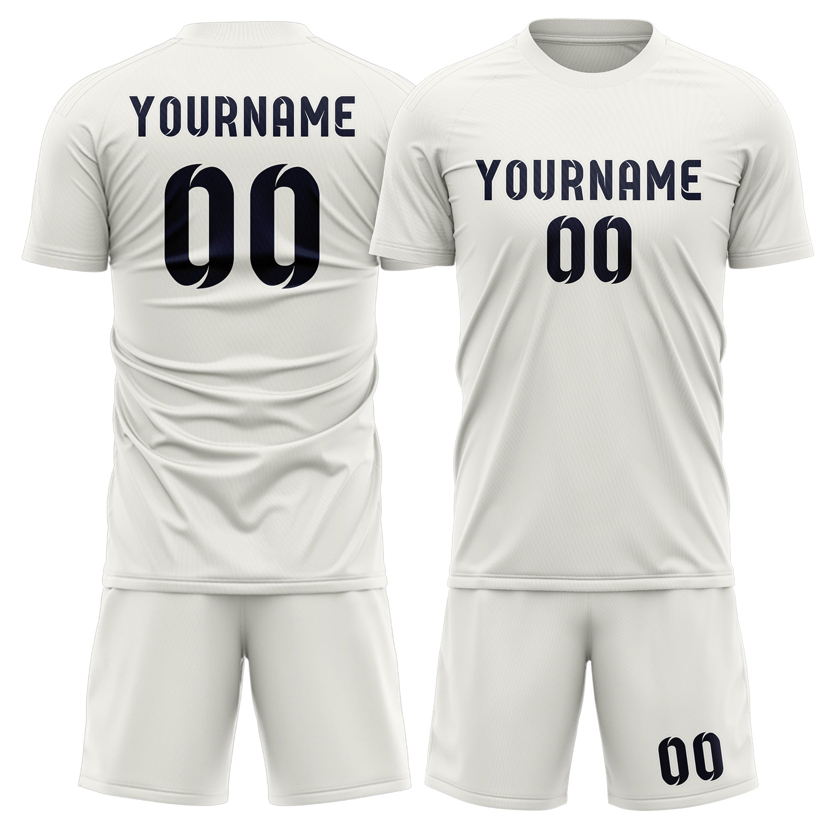 Custom White Navy Soccer Set