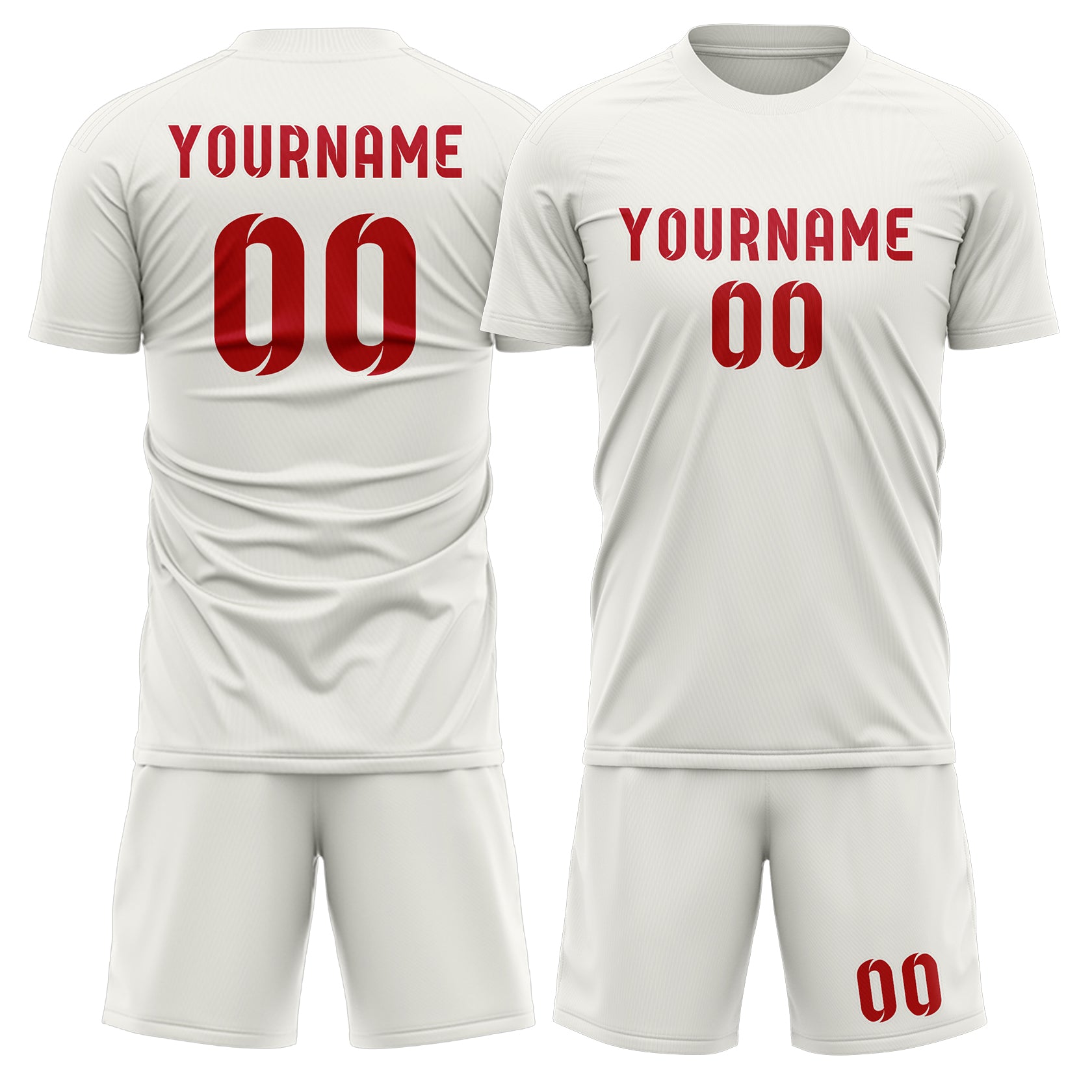 Custom White Red Soccer Set