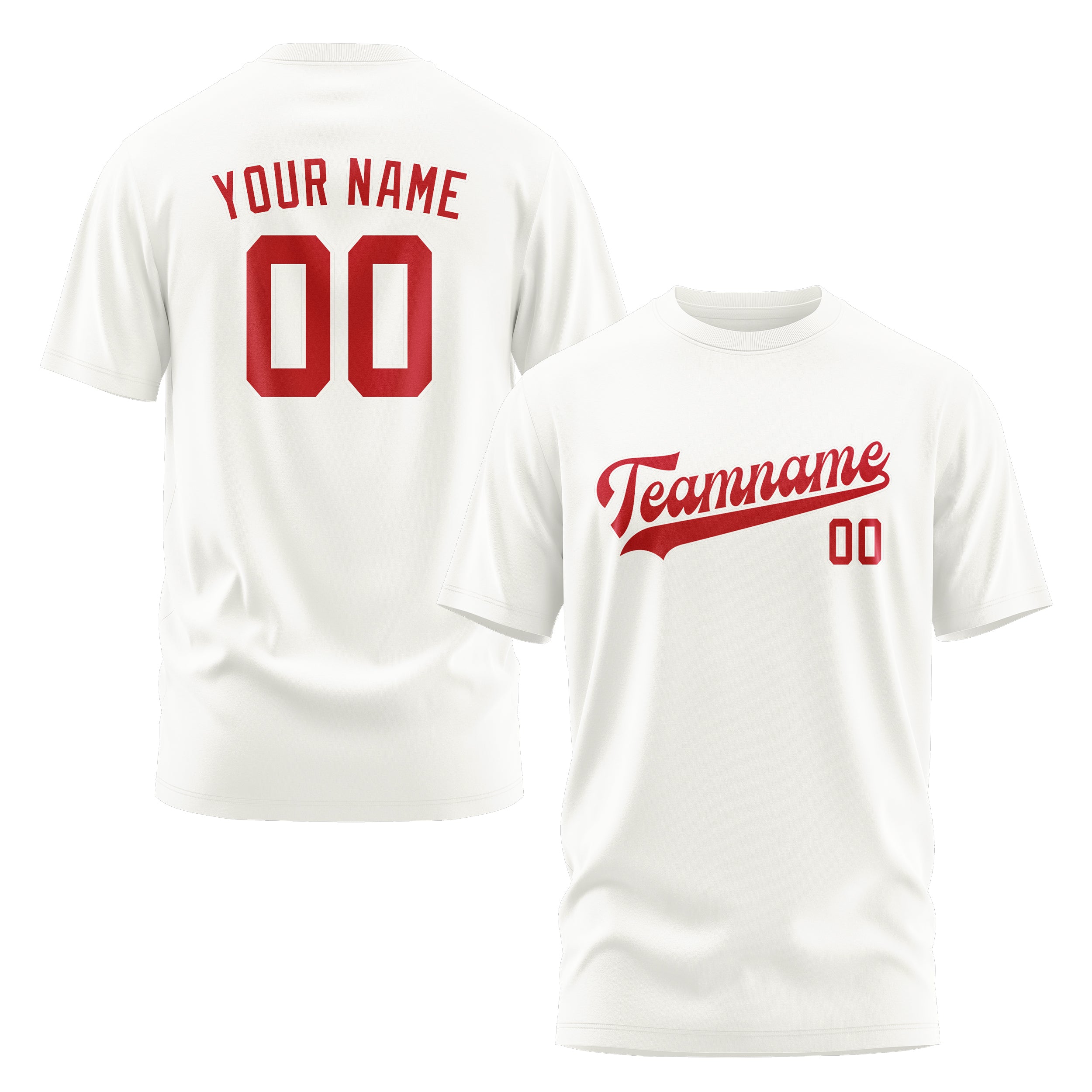 Custom White Red T-Shirt